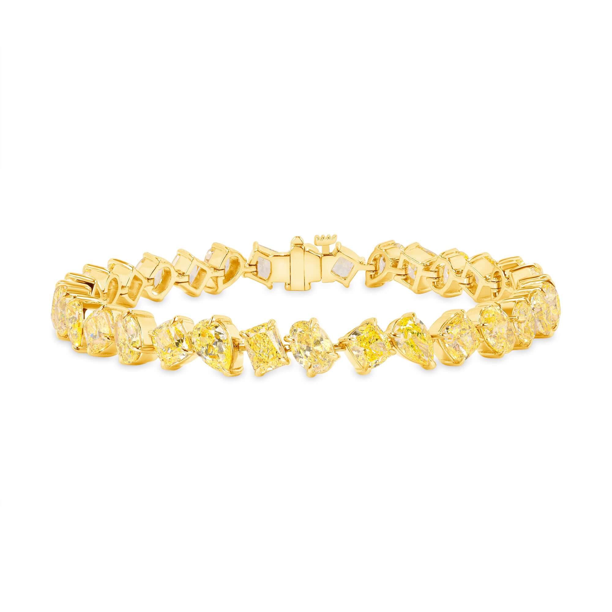 17.78 CT. Mixed Cut Fancy Yellow Diamond Tennis Bracelet in 18K Yellow Gold - Tennis Bracelet