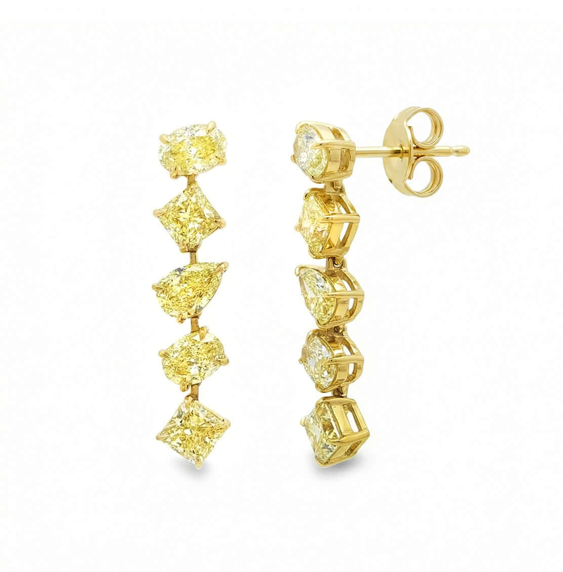 6.07 CT. Fancy Yellow Diamond Dangle Earrings in 18K Yellow Gold - Teardrop Earring