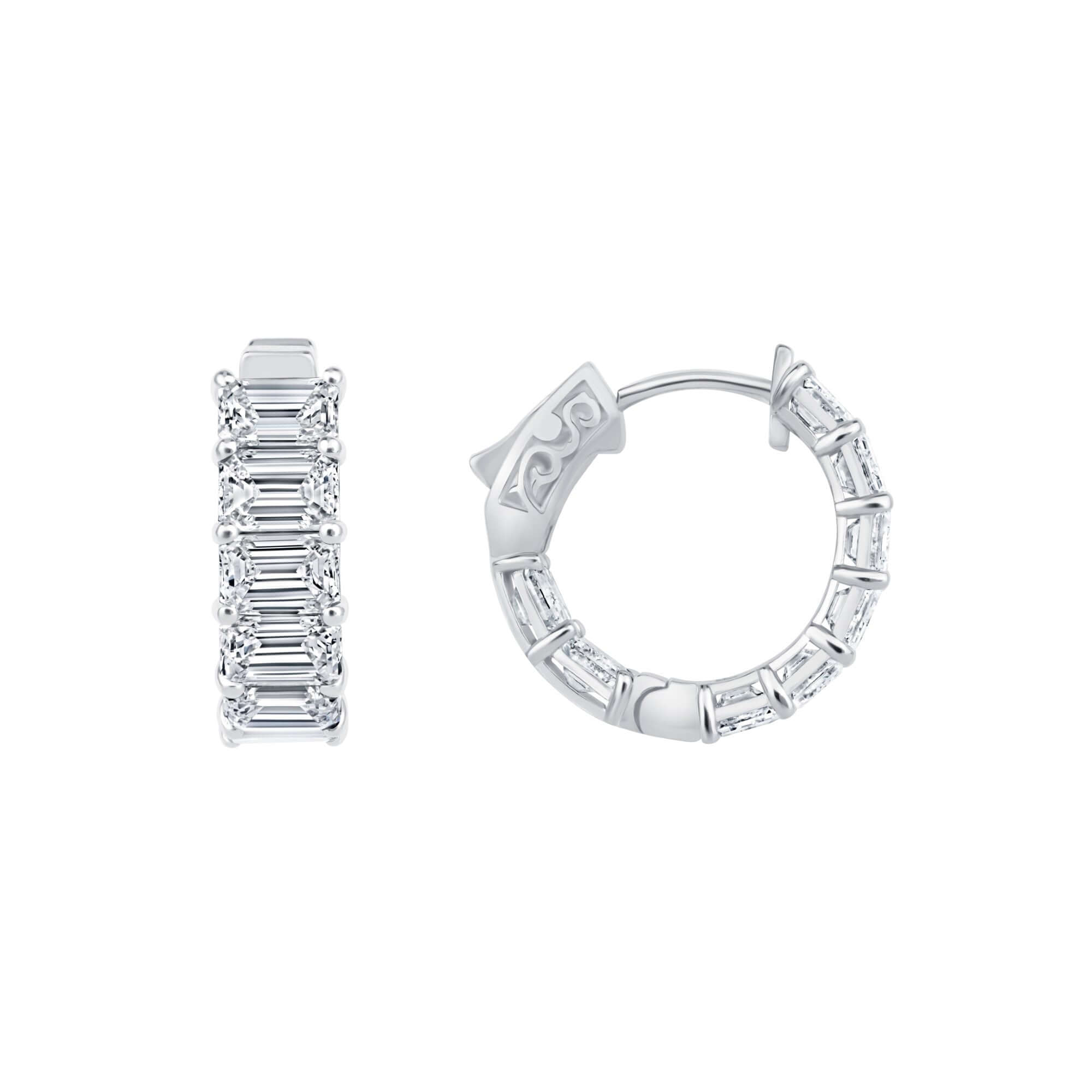 6.55 CT. Emerald Cut Inside Out Hoop Earrings - Hoop Earring