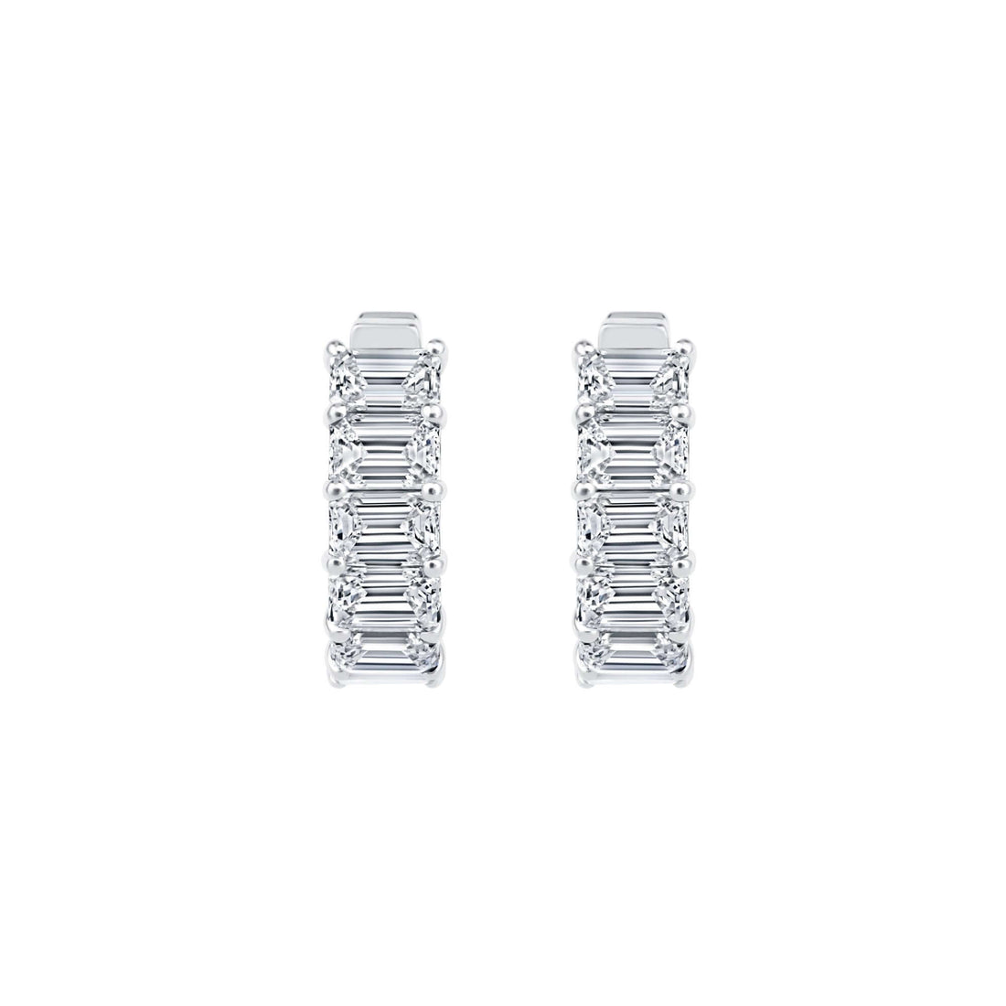 6.55 CT. Emerald Cut Inside Out Hoop Earrings - Hoop Earring