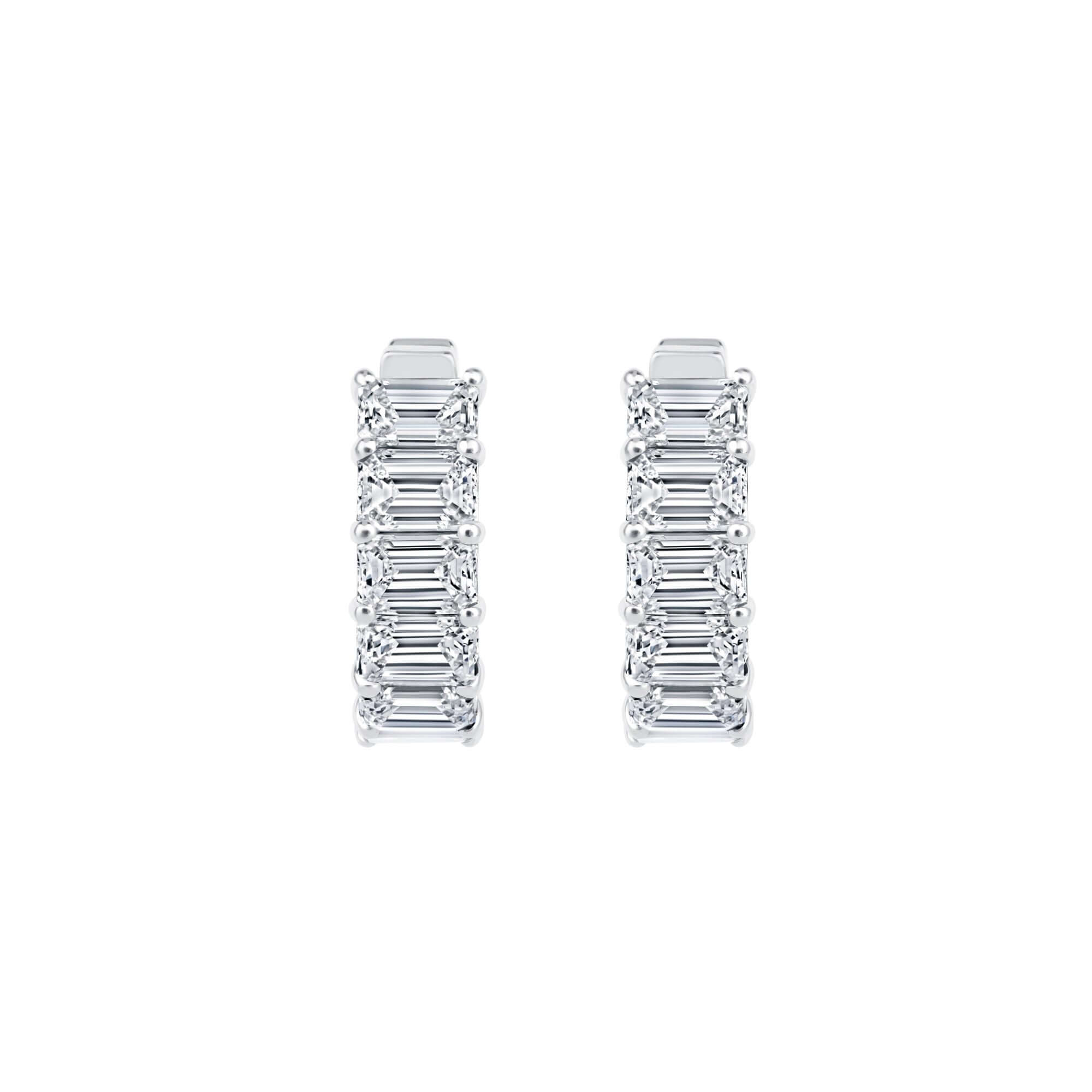 6.55 CT. Emerald Cut Inside Out Hoop Earrings - Hoop Earring