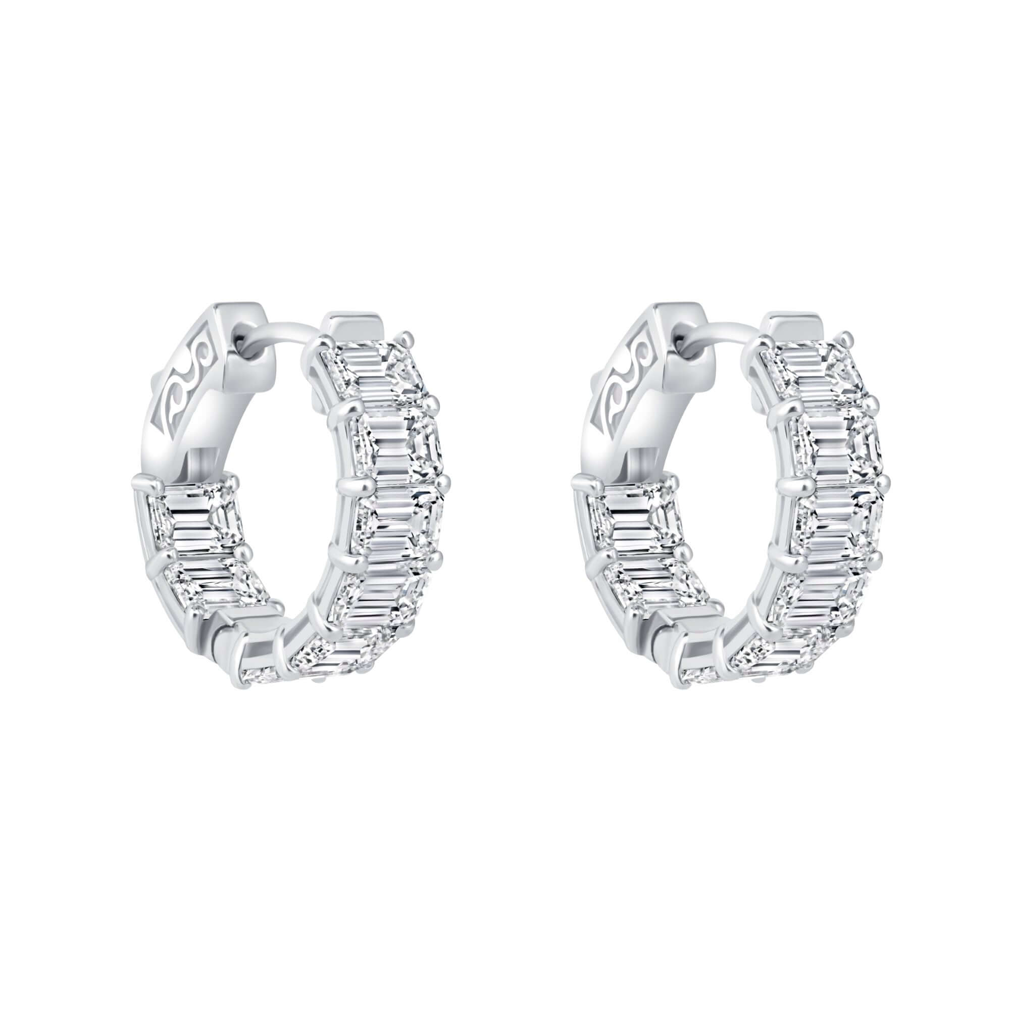 6.55 CT. Emerald Cut Inside Out Hoop Earrings - Hoop Earring