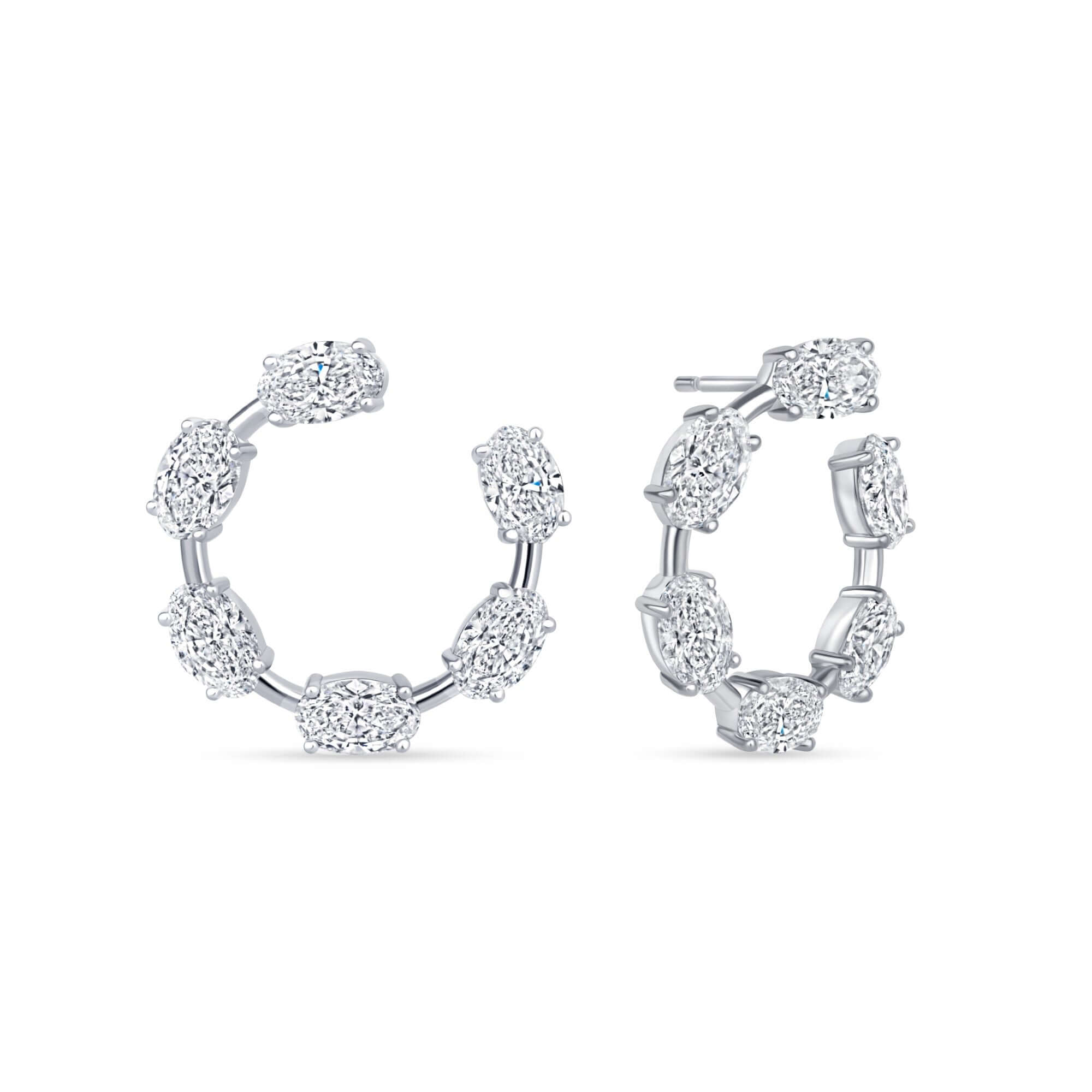 6.19 CT. Oval Cut Diamond Front Facing Hoop Earrings - Hoop Earring