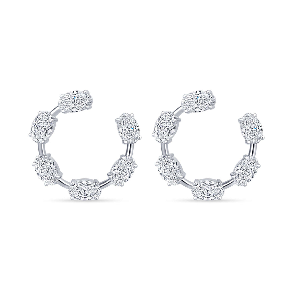 6.19 CT. Oval Cut Diamond Front Facing Hoop Earrings - Hoop Earring