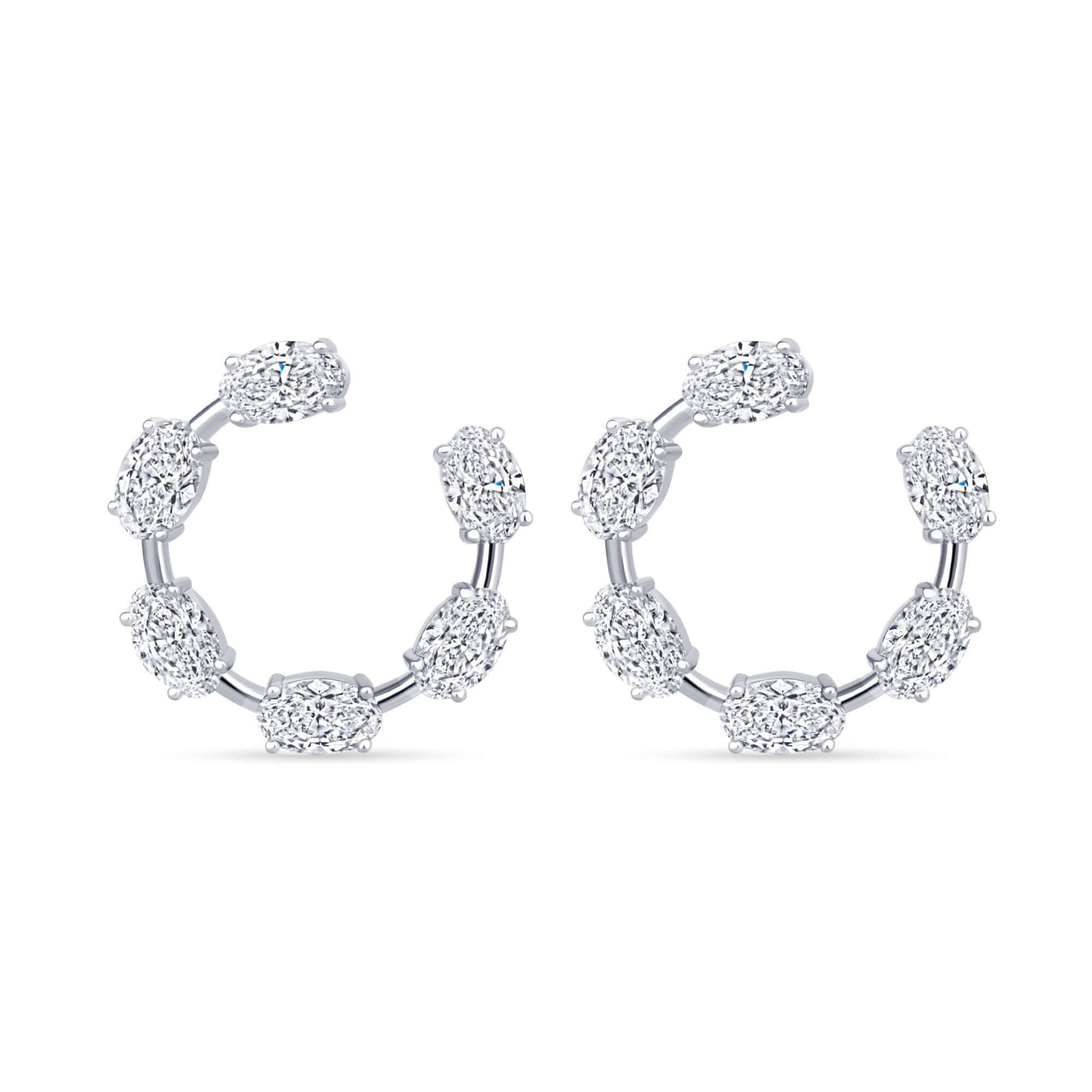 6.19 CT. Oval Cut Diamond Front Facing Hoop Earrings - Hoop Earring