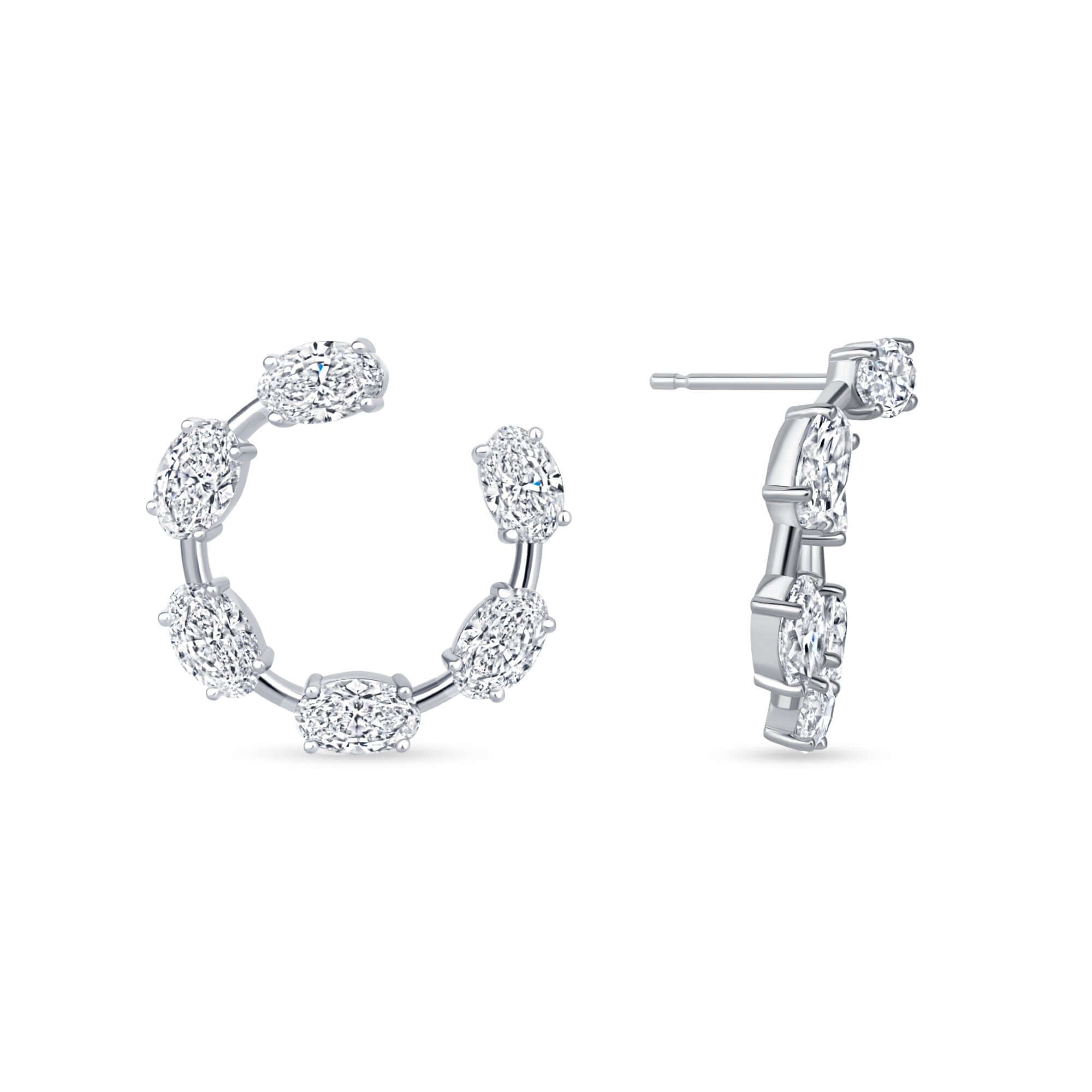 6.19 CT. Oval Cut Diamond Front Facing Hoop Earrings - Hoop Earring