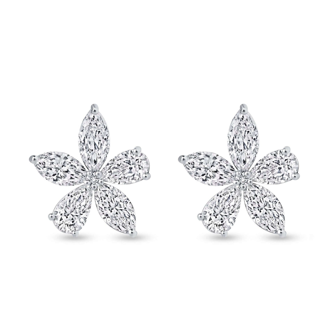 3.17 CT. Marquise and Pear Cut Diamond Flower Stud Earrings - Stud Earring
