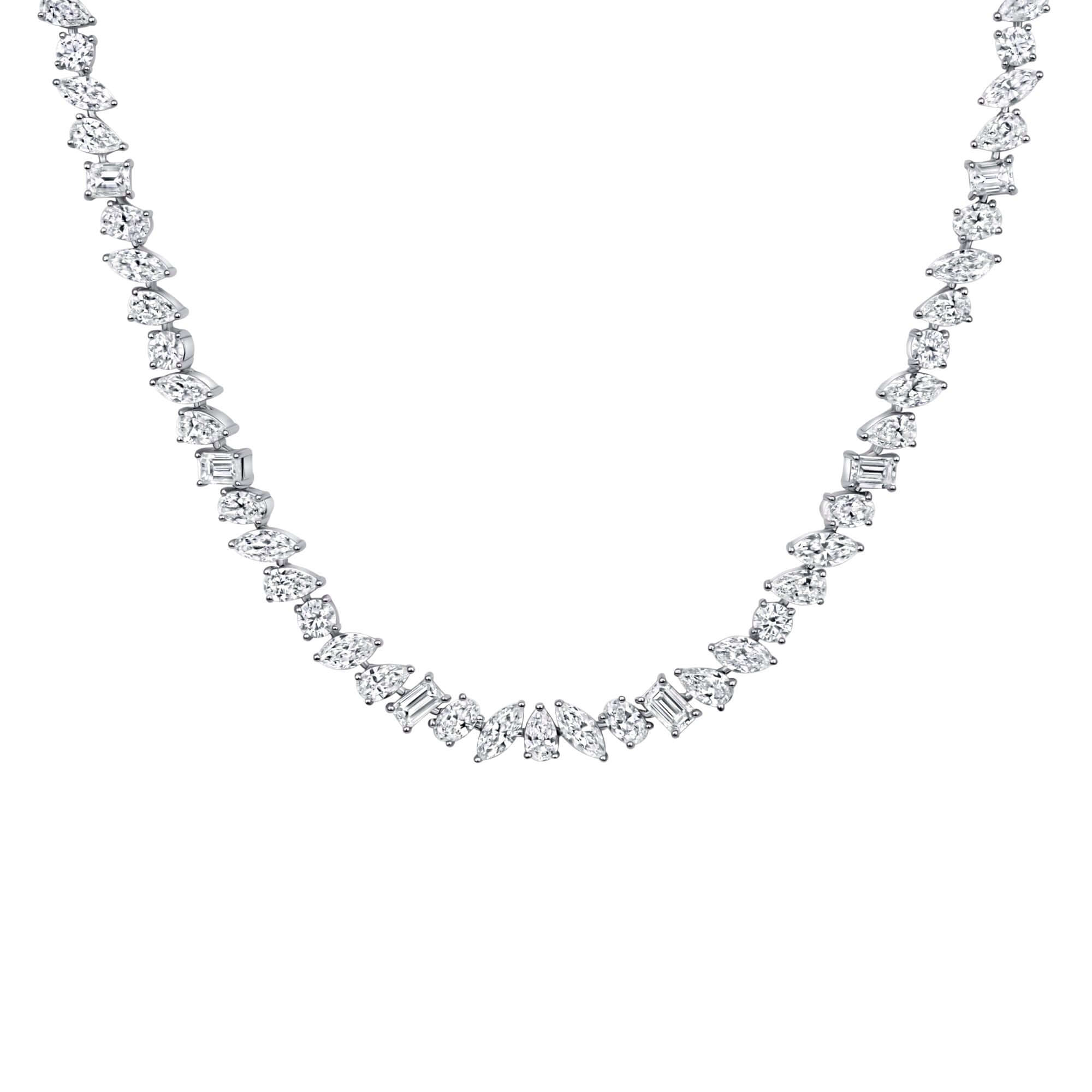 20.20 CT. Multi-Shape Diamond Tennis Necklace - Tennis Necklace
