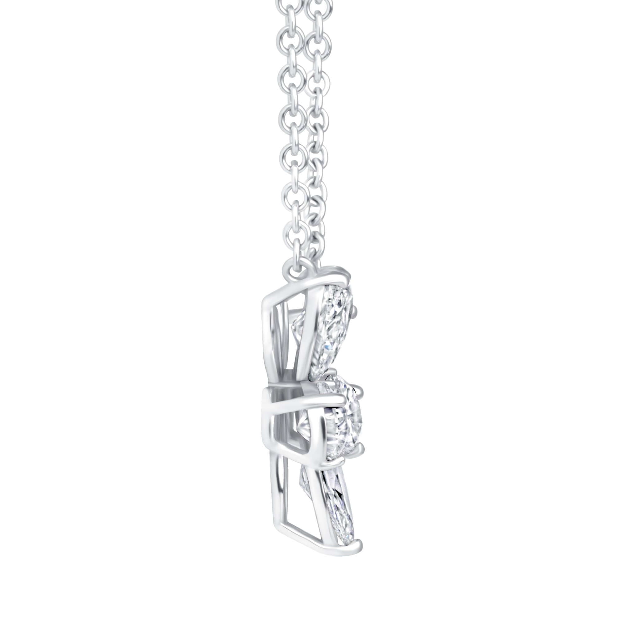 2.02 CT. Diamond Flower Pendant on Chain Necklace - Pendant Necklace