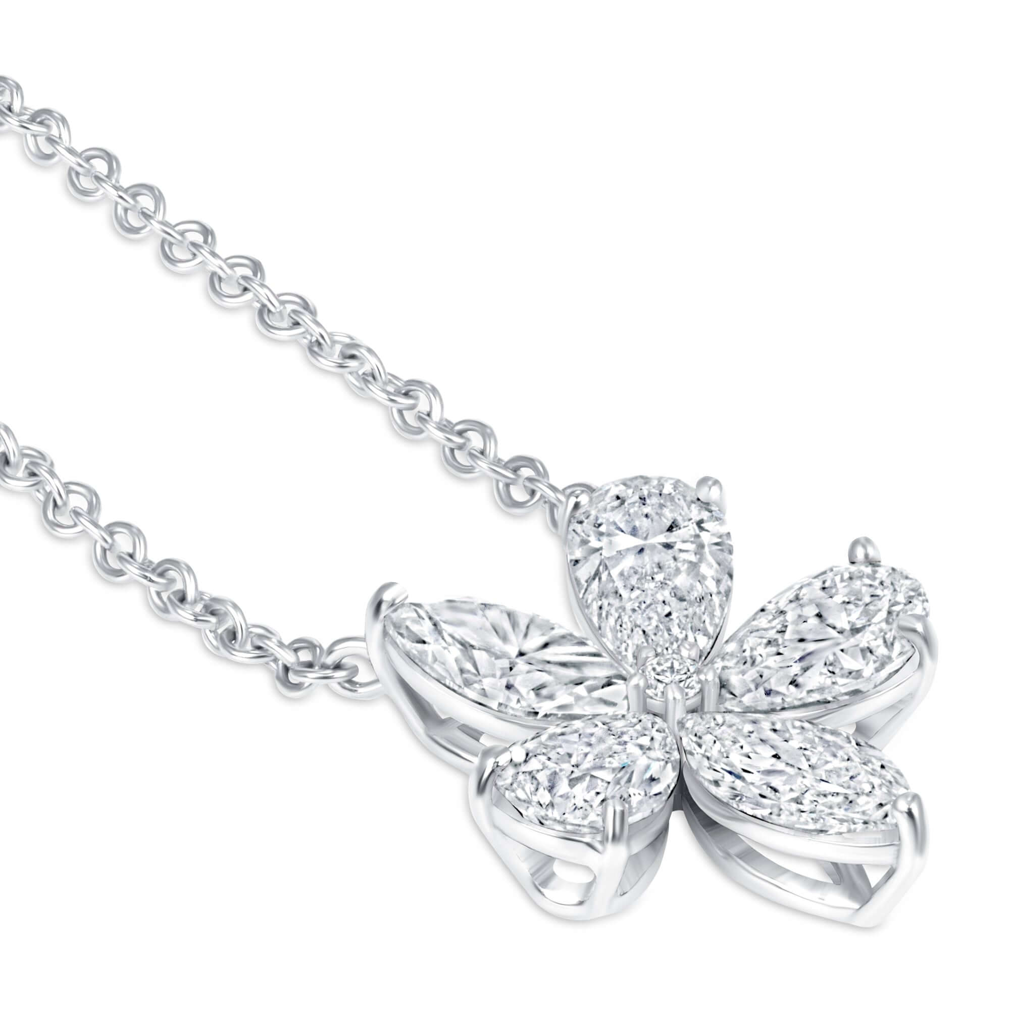 2.02 CT. Diamond Flower Pendant on Chain Necklace - Pendant Necklace