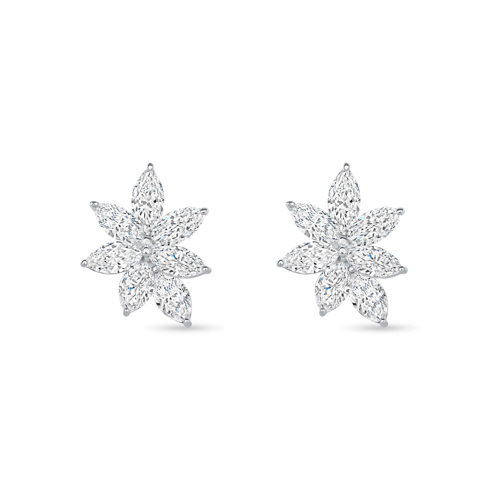 4.50 CT. Marquise Cut Diamond Flower Stud Earrings in White Gold - Stud Earring