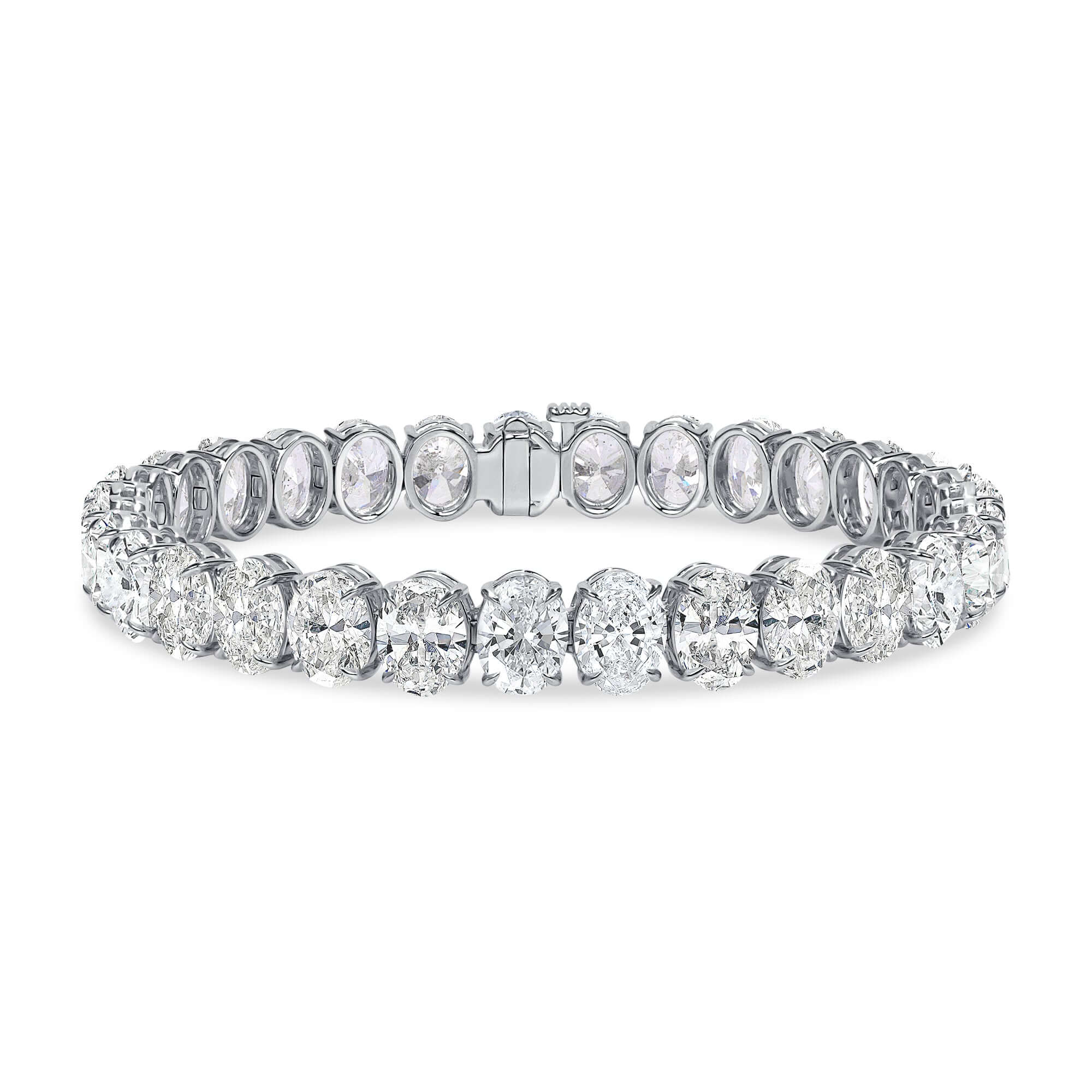 31.25 CT. Oval Cut Diamond Tennis Bracelet in 14K White Gold - Tennis Bracelet