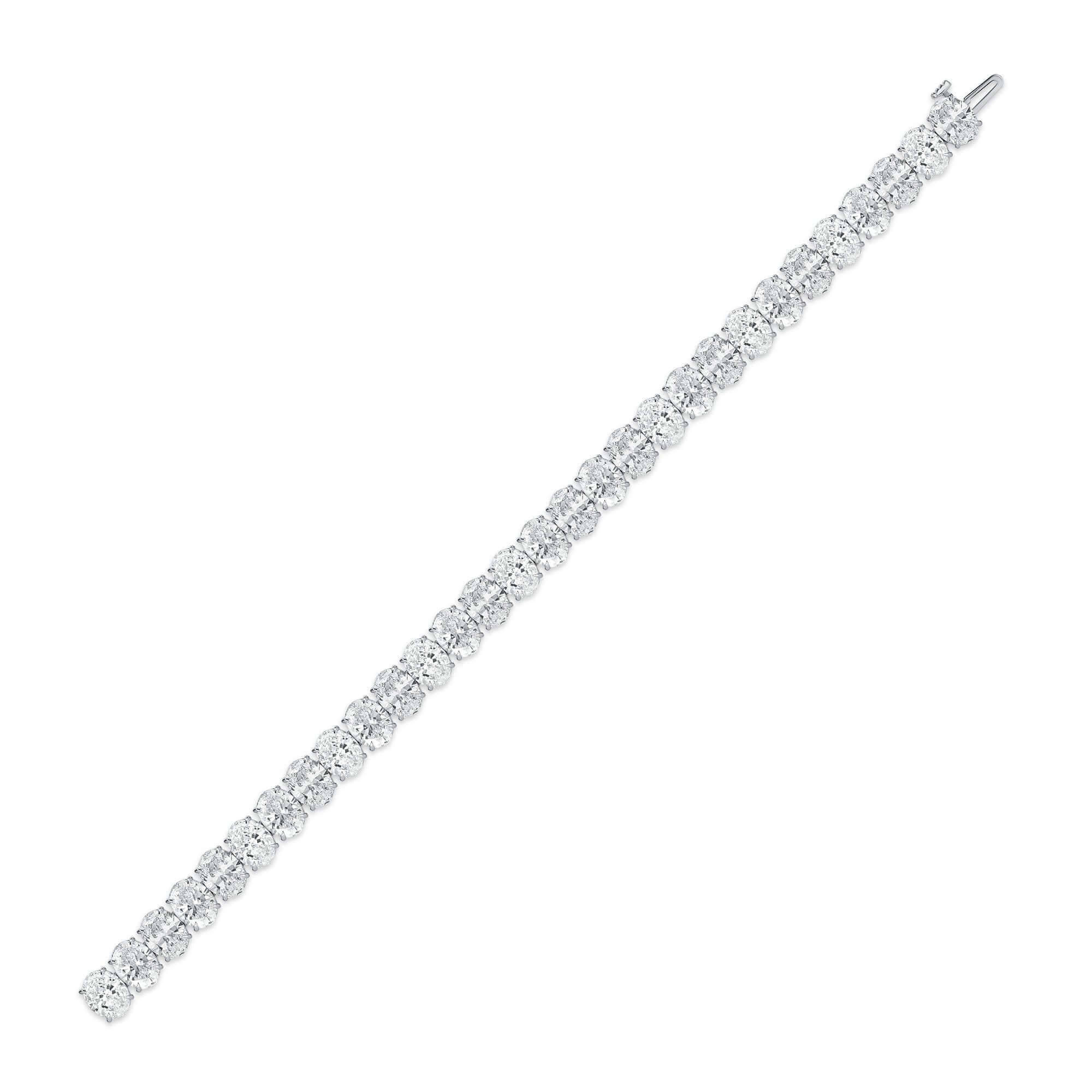 31.25 CT. Oval Cut Diamond Tennis Bracelet in 14K White Gold - Tennis Bracelet
