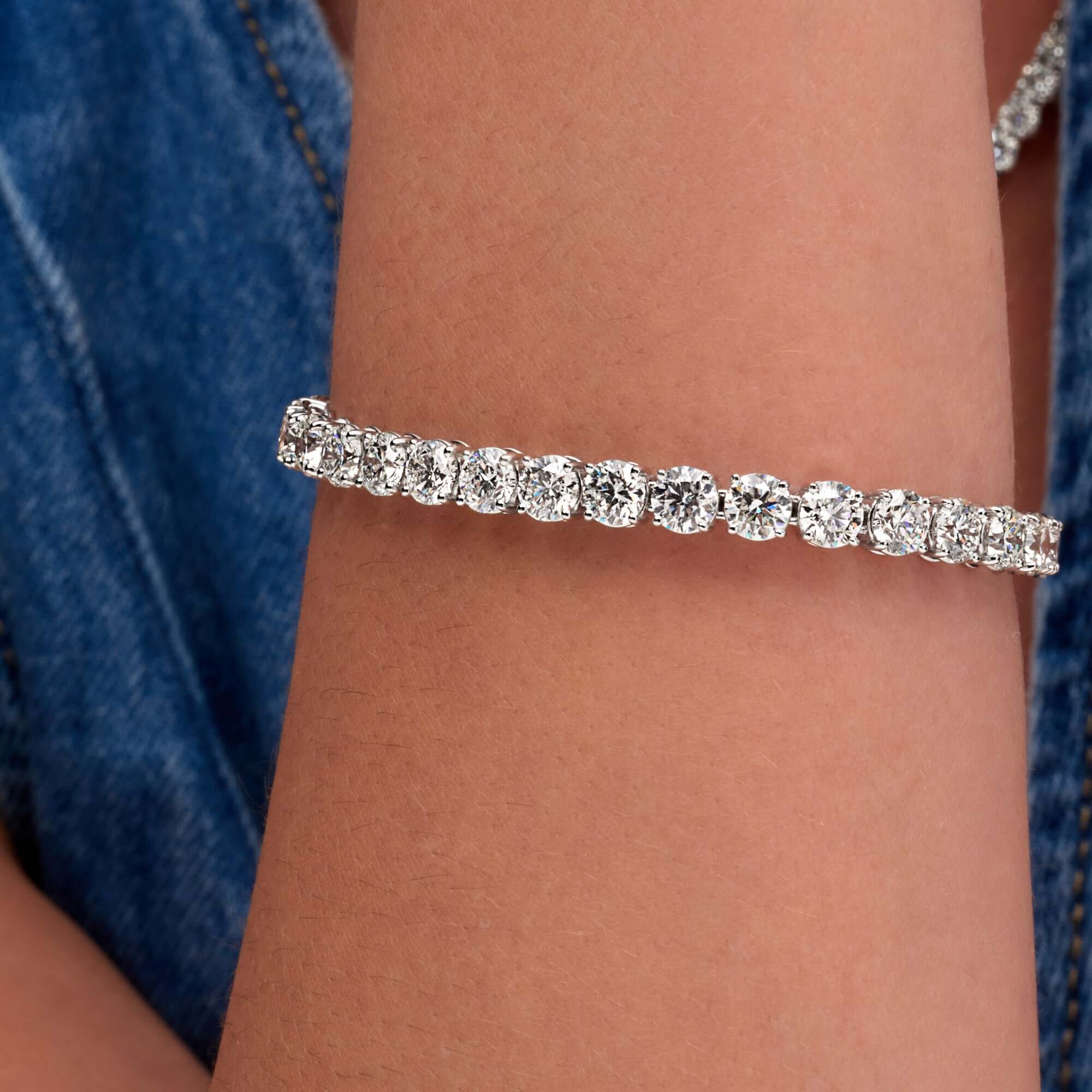 16.67 CT. Round Brilliant Diamond Tennis Bracelet in 14K White Gold - Tennis Bracelet