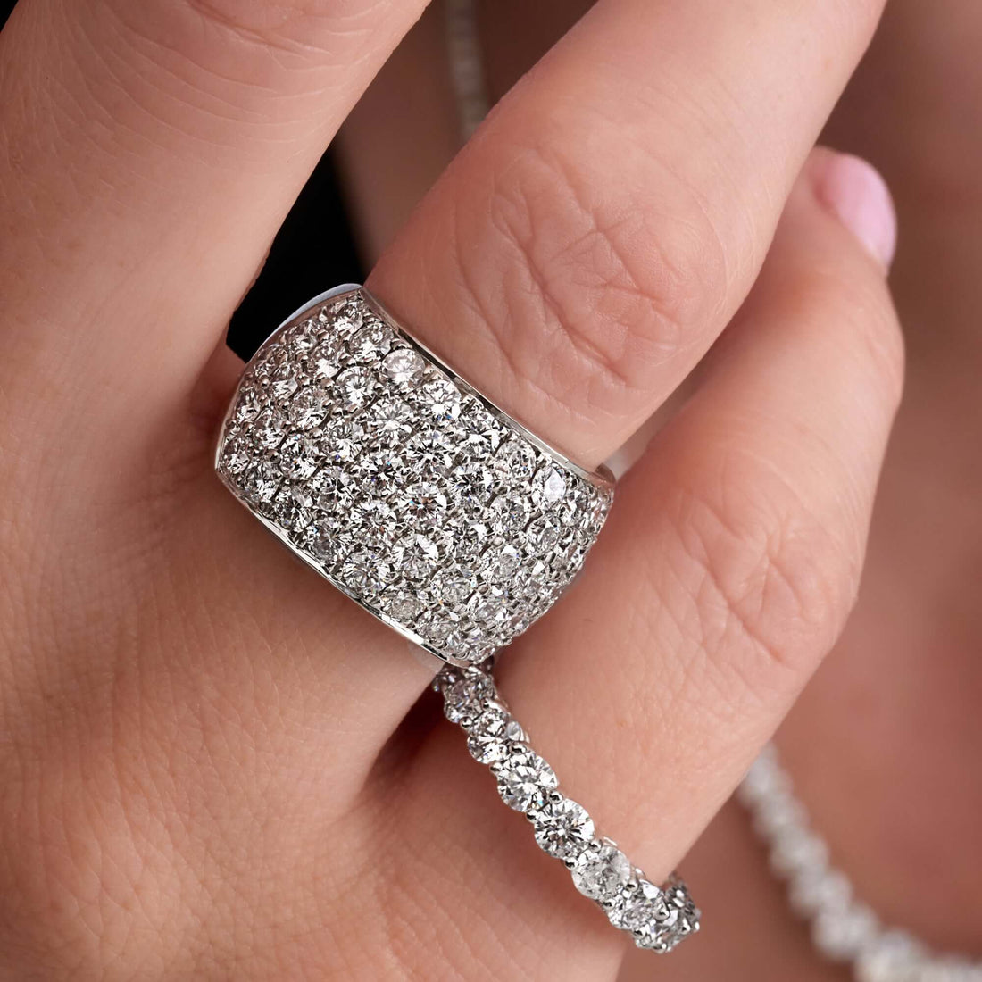 4.14 CT. Round Brilliant Diamond Band in Platinum - Fashion Ring