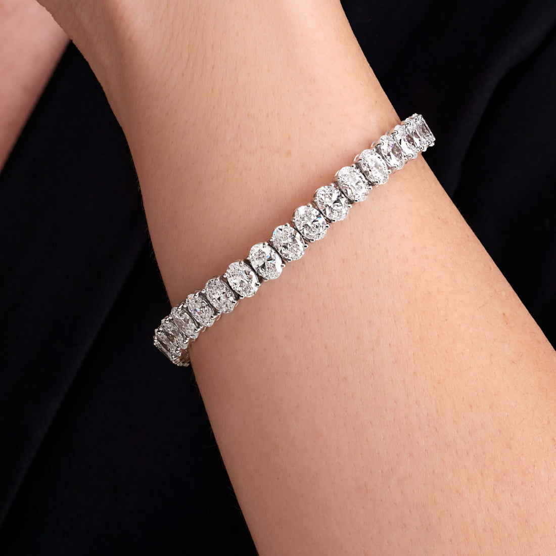 31.25 CT. Oval Cut Diamond Tennis Bracelet in 14K White Gold - Tennis Bracelet