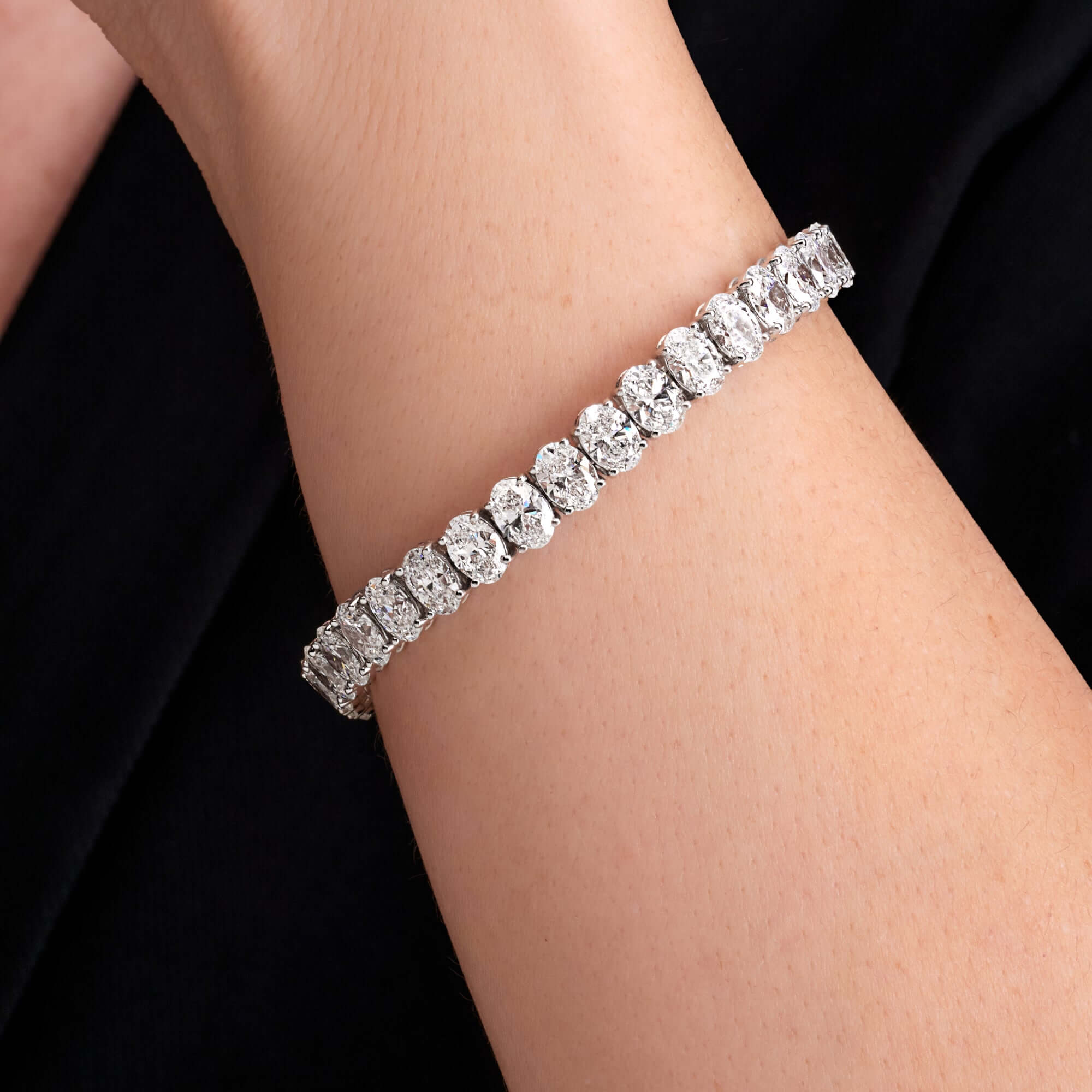 31.25 CT. Oval Cut Diamond Tennis Bracelet in 14K White Gold - Tennis Bracelet
