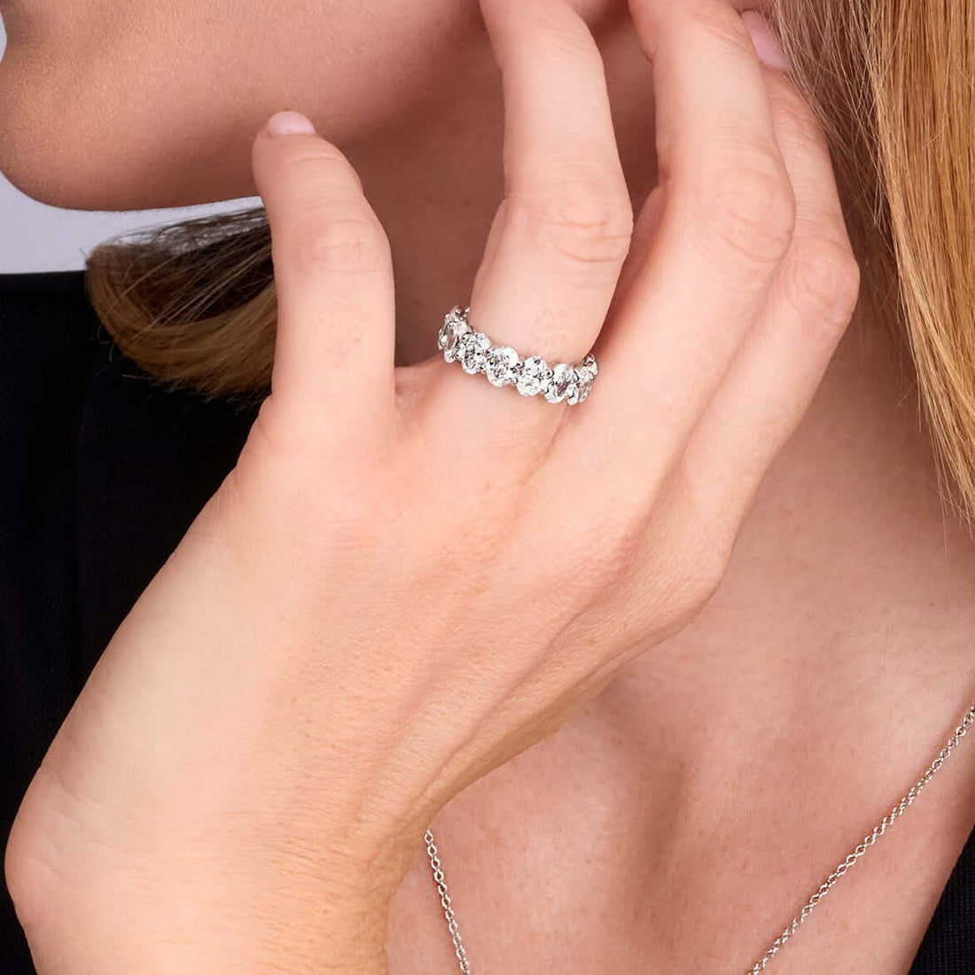 6.18 CT. Oval Cut Diamond Eternity Band in Platinum - Eternity Ring