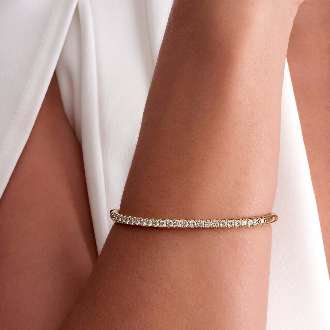 2.07 CT. Round Brilliant Diamond Bangle in 14K Yellow Gold - Bangle Bracelet