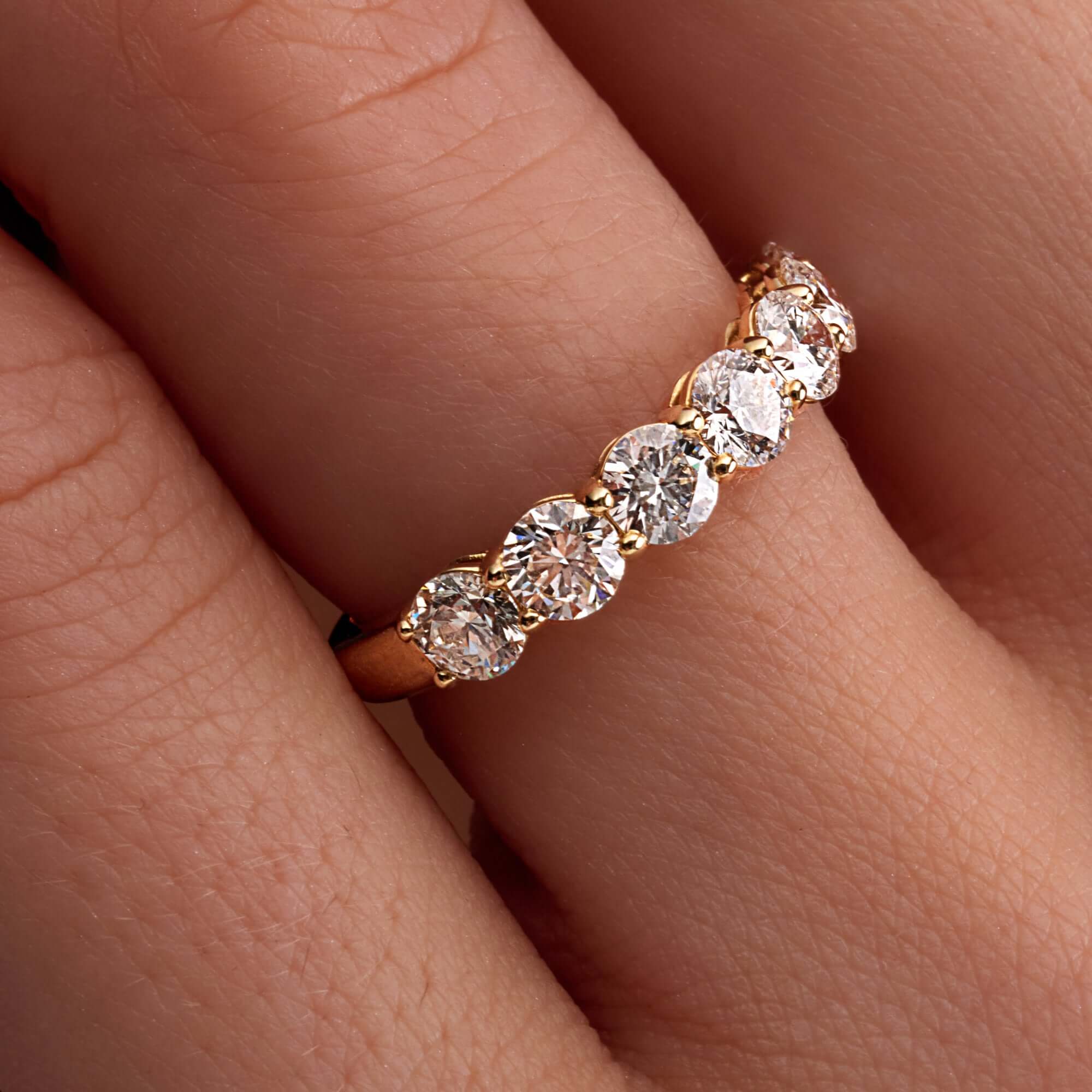 1.51 CT Round Brilliant Diamond Half Eternity Band in 14K Yellow Gold - Half Eternity Ring