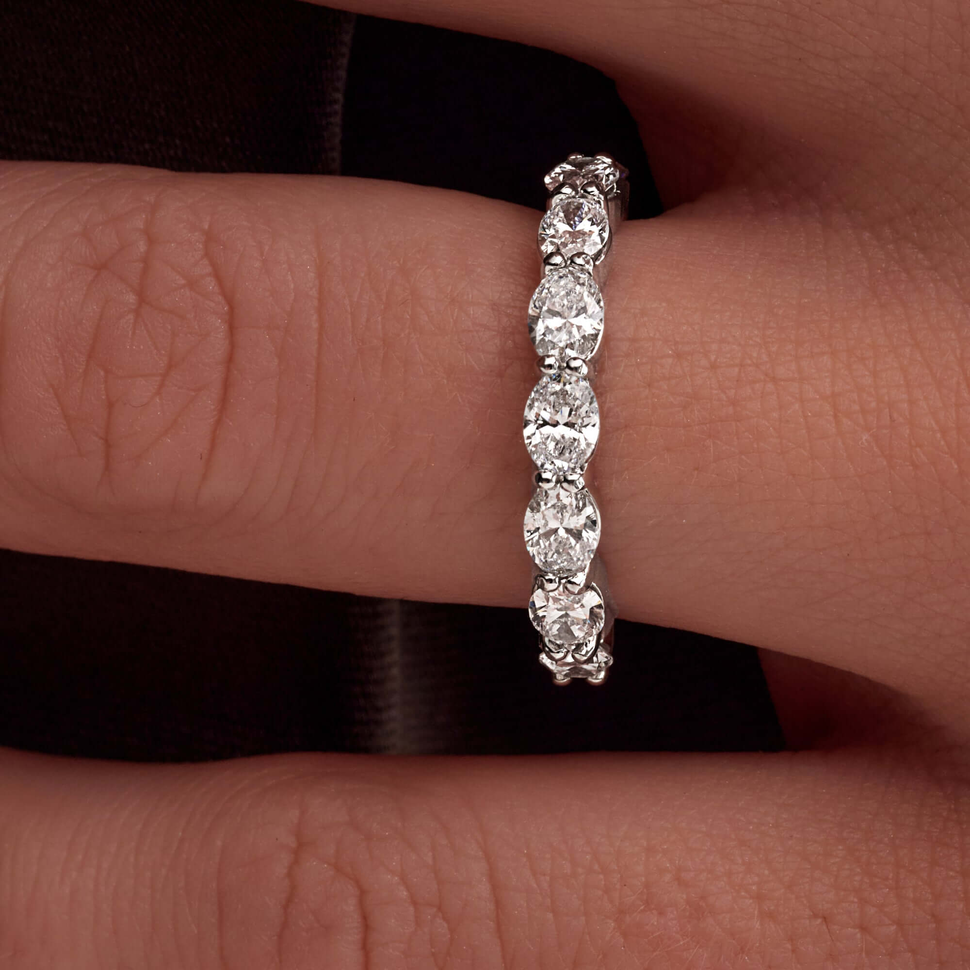 1.30 CT Oval Cut Diamond Half Eternity Band in Platinum - Half Eternity Ring
