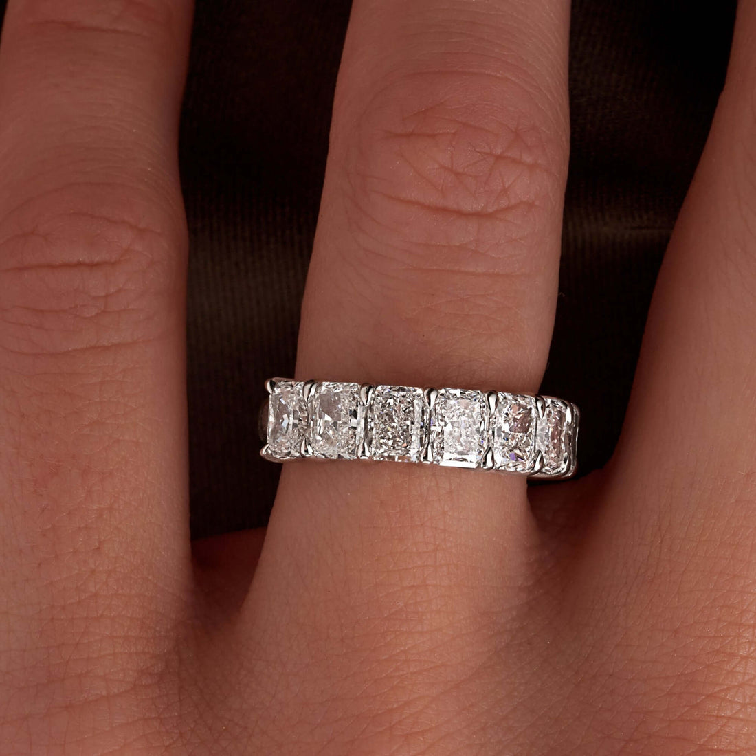 5.06 CT. Radiant Cut Diamond Eternity Band in Platinum - Eternity Ring