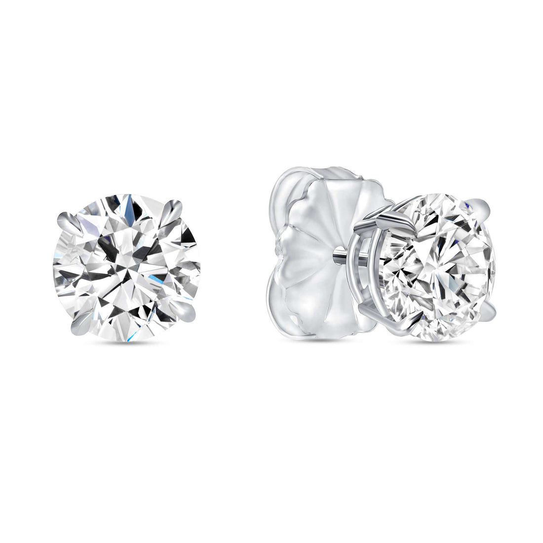 4.01 CT. Round Brilliant Diamond Stud Earrings in 14K White Gold - Stud Earring