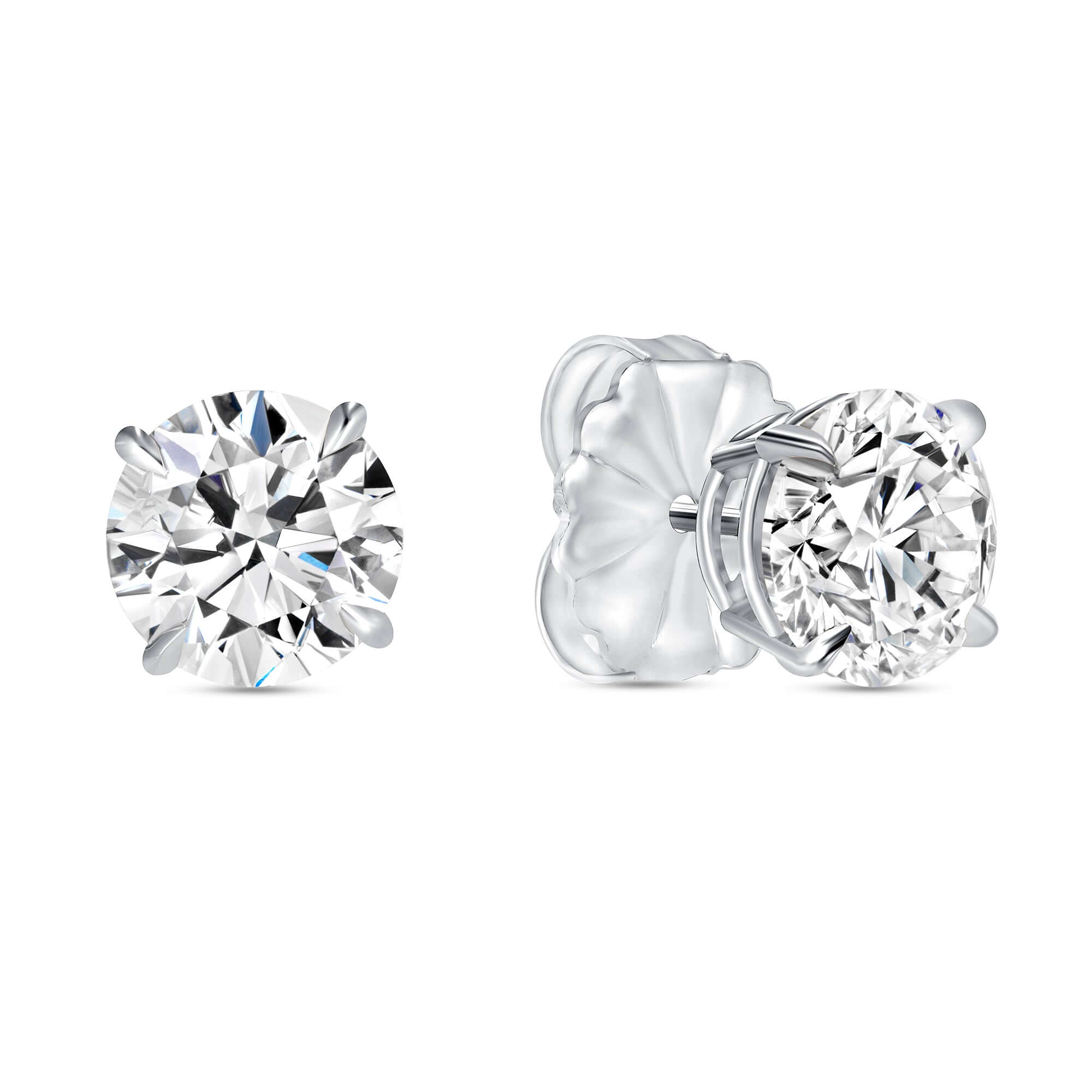 4.01 CT. Round Brilliant Diamond Stud Earrings in 14K White Gold - Stud Earring