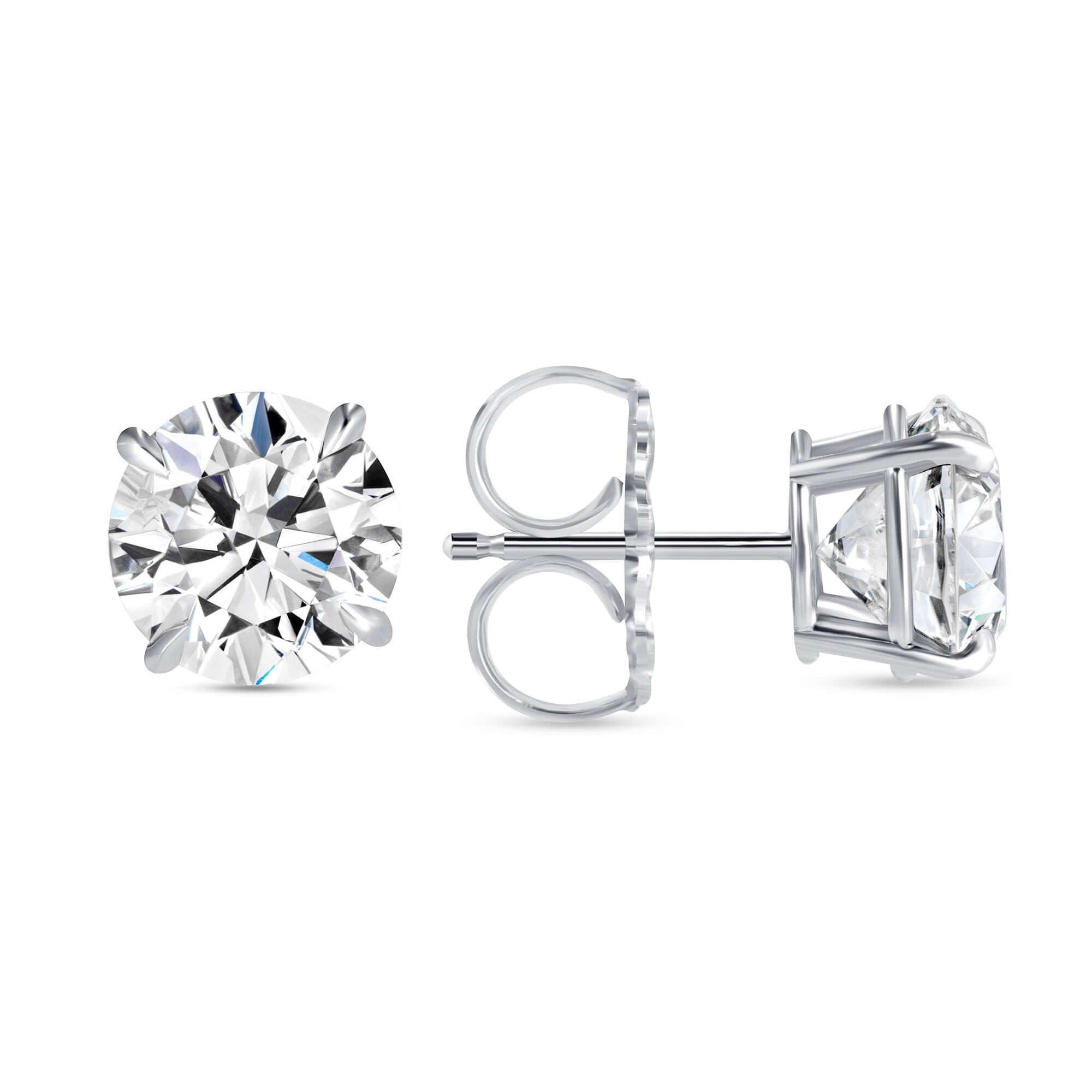 4.01 CT. Round Brilliant Diamond Stud Earrings in 14K White Gold - Stud Earring