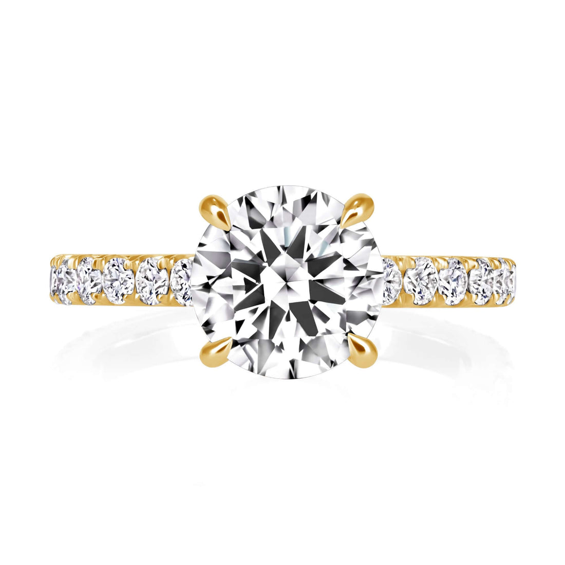 2.44 CT. Round Brilliant & Hidden Halo Diamond Ring with Pavé Band - RING