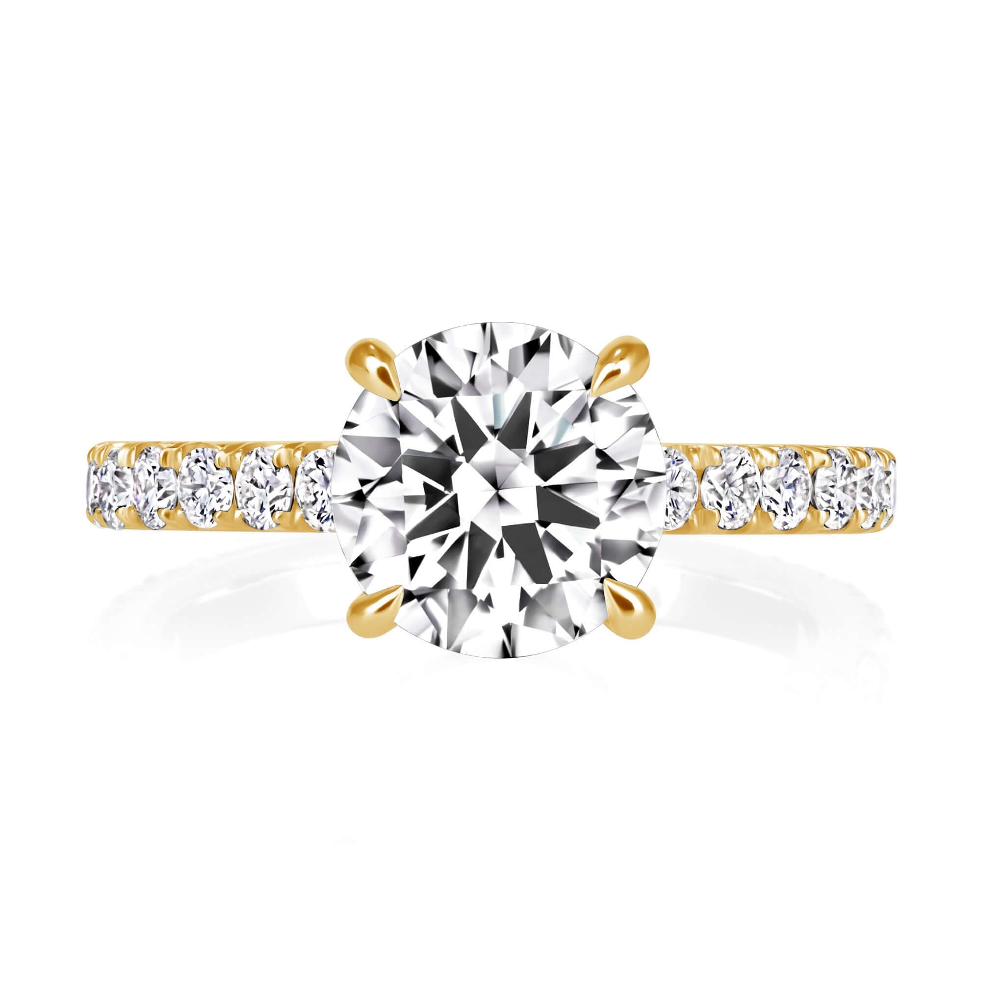 2.44 CT. Round Brilliant & Hidden Halo Diamond Ring with Pavé Band - RING