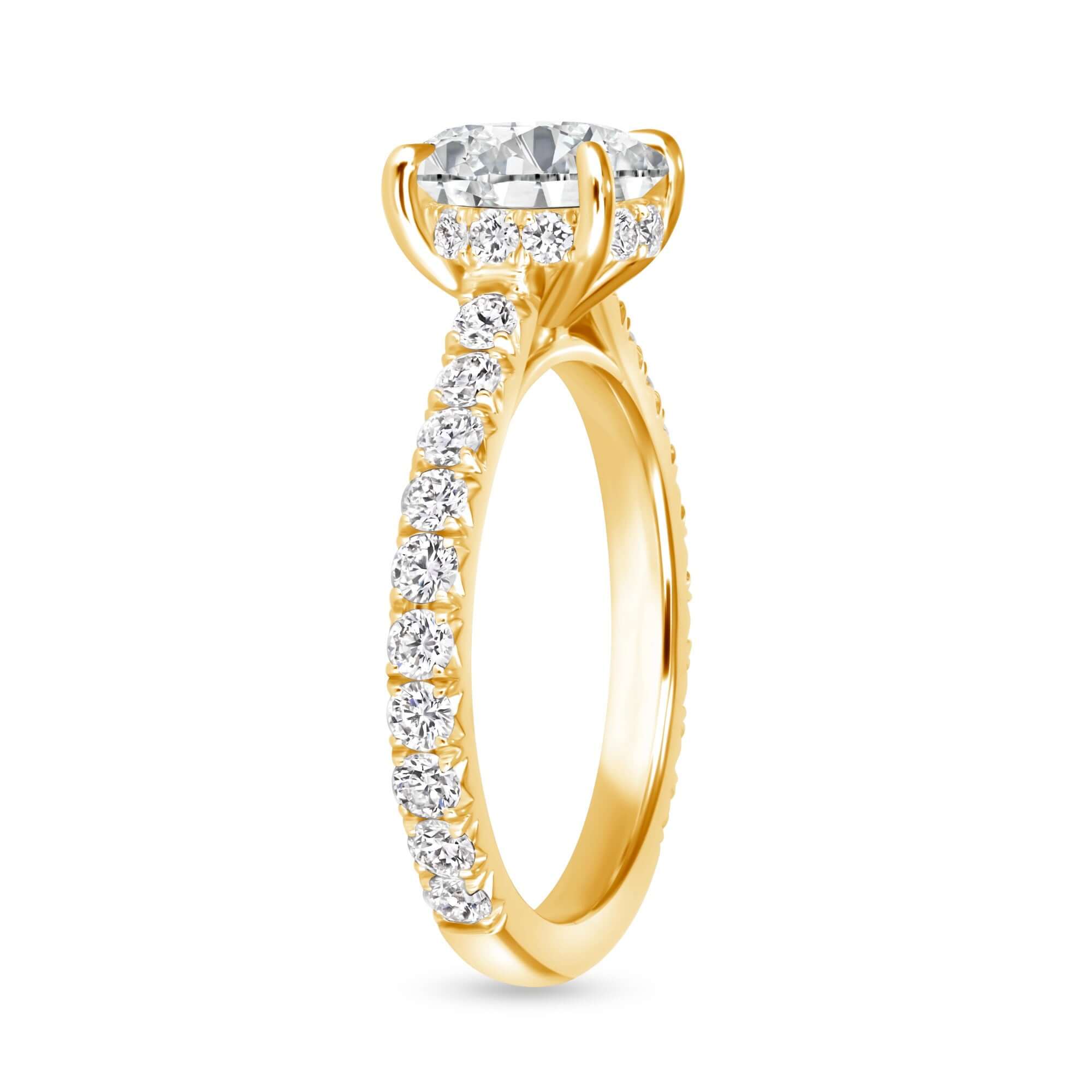 2.44 CT. Round Brilliant & Hidden Halo Diamond Ring with Pavé Band - RING