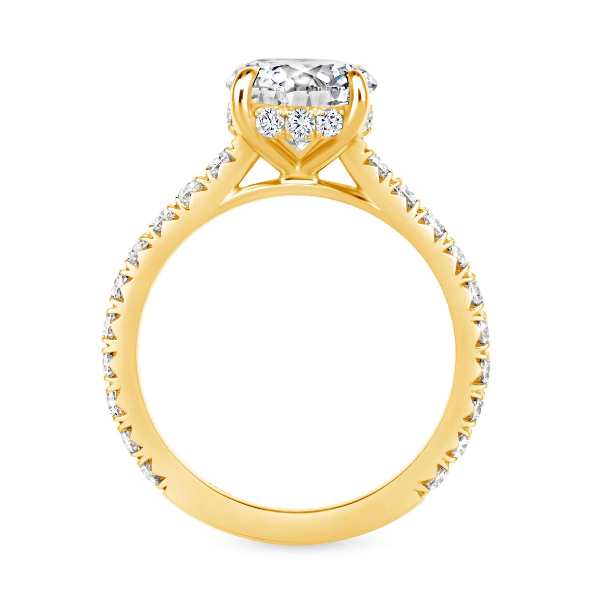 2.44 CT. Round Brilliant & Hidden Halo Diamond Ring with Pavé Band - RING