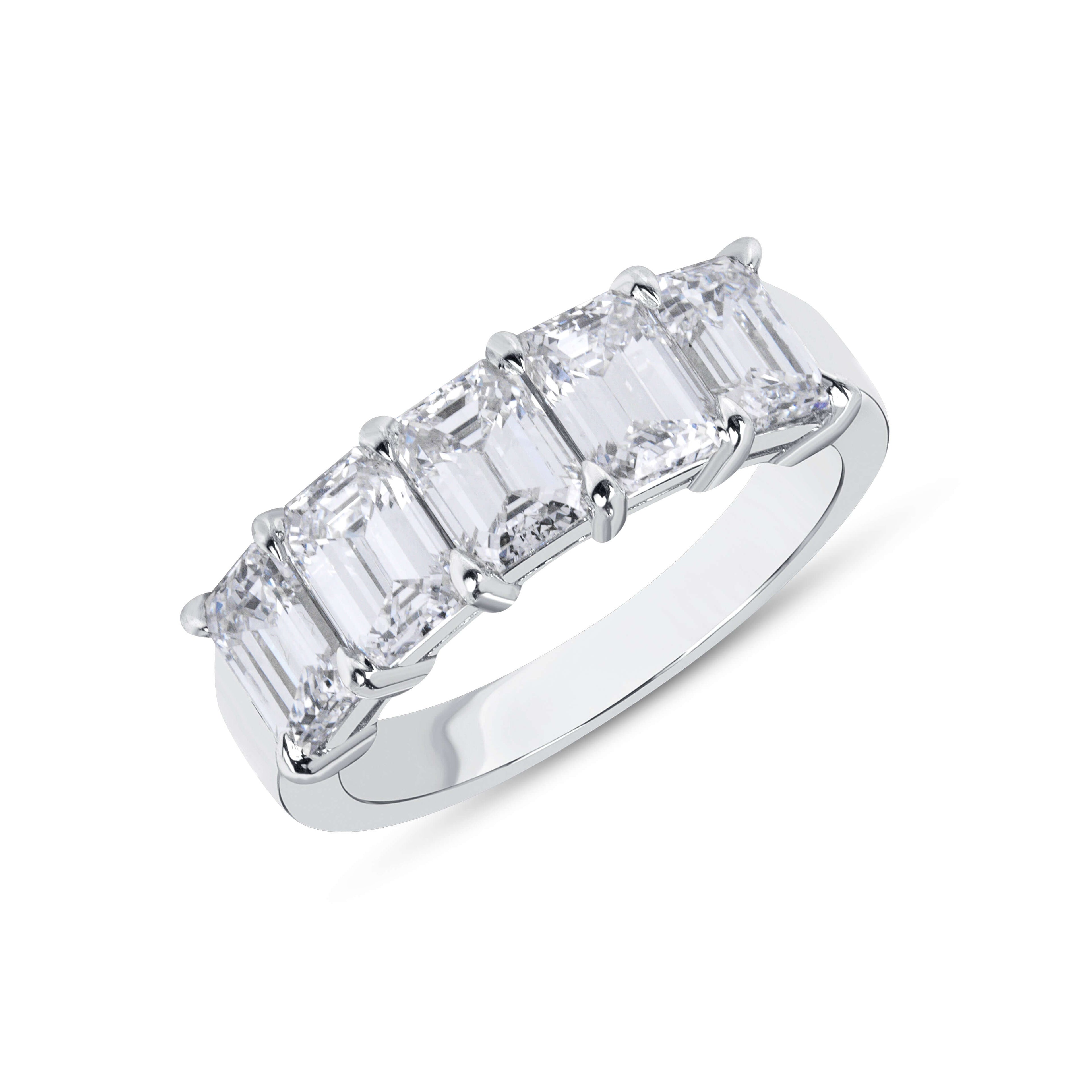 2.52 CT. Emerald Cut Diamond Half Eternity Band in Platinum - Half Eternity Ring