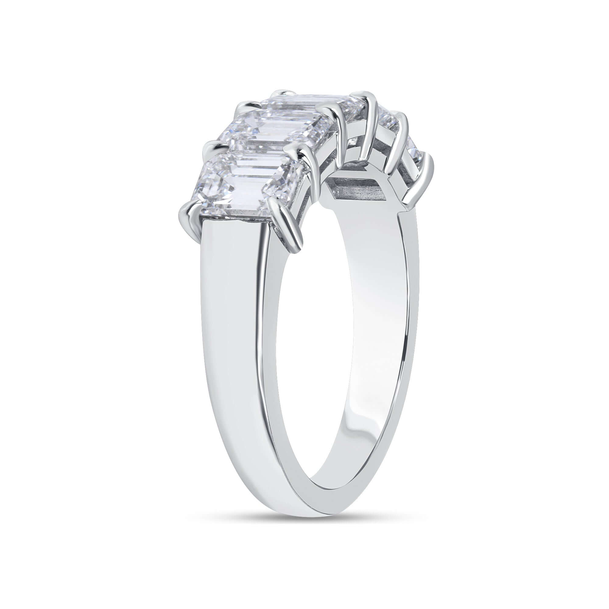 2.52 CT. Emerald Cut Diamond Half Eternity Band in Platinum - Half Eternity Ring