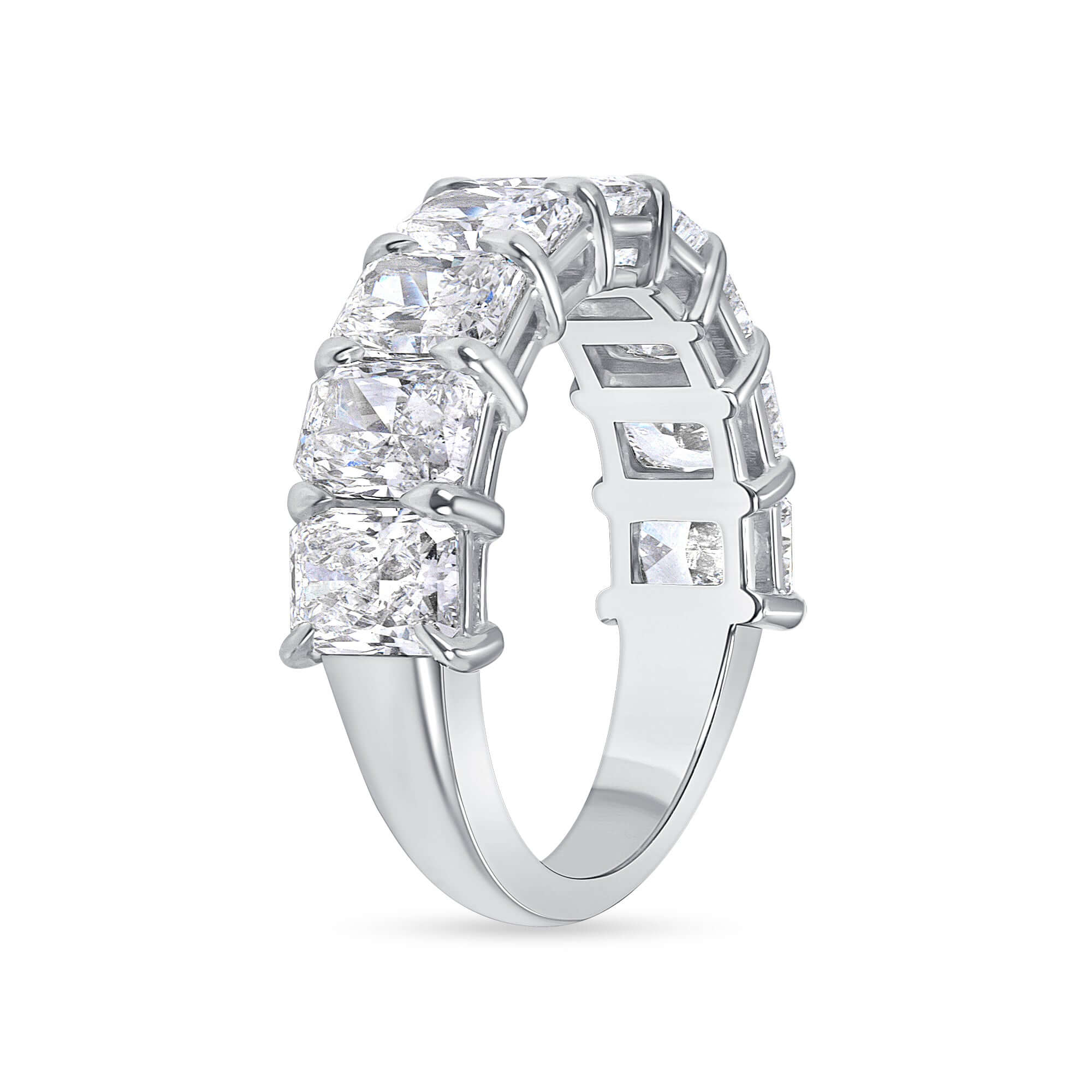 4.51 CT Radiant Cut Diamond Half Eternity Band in Platinum - Half Eternity Ring