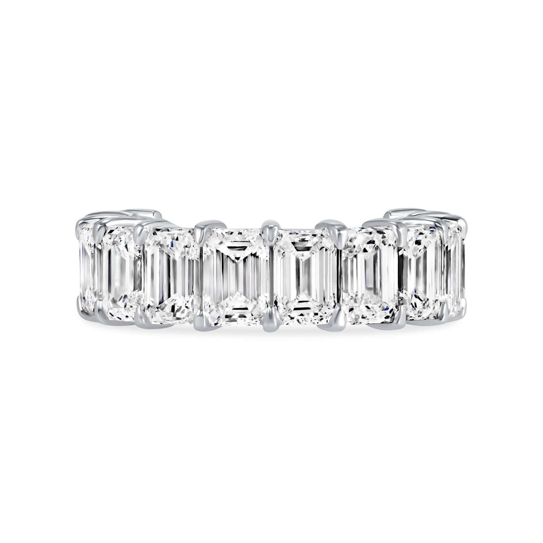 6.11 CT. Emerald Cut Diamond Half Eternity Ring in Platinum - Half Eternity Ring