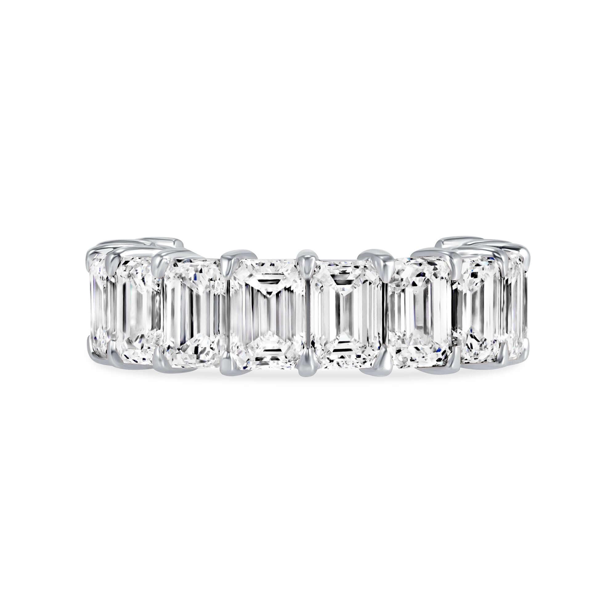 6.11 CT. Emerald Cut Diamond Half Eternity Ring in Platinum - Half Eternity Ring
