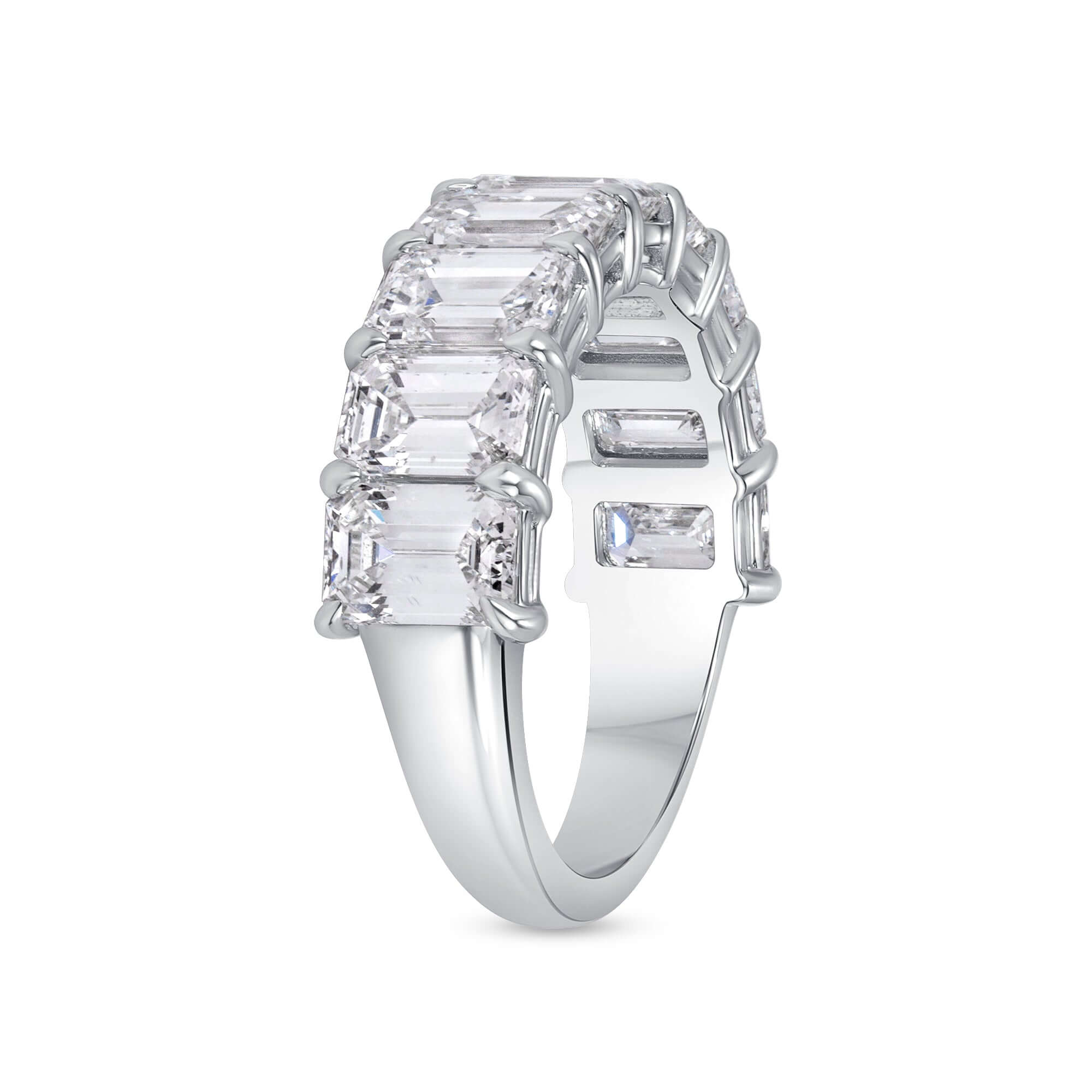 4.57 CT. Emerald Cut Diamond Half Eternity Band in Platinum - Half Eternity Ring