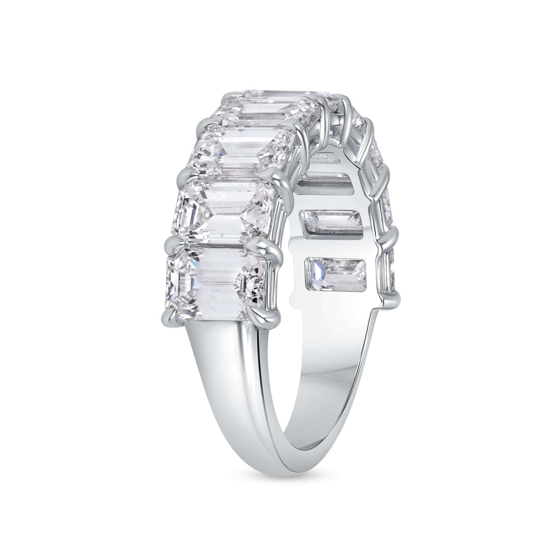 4.57 CT. Emerald Cut Diamond Half Eternity Band in Platinum - Half Eternity Ring