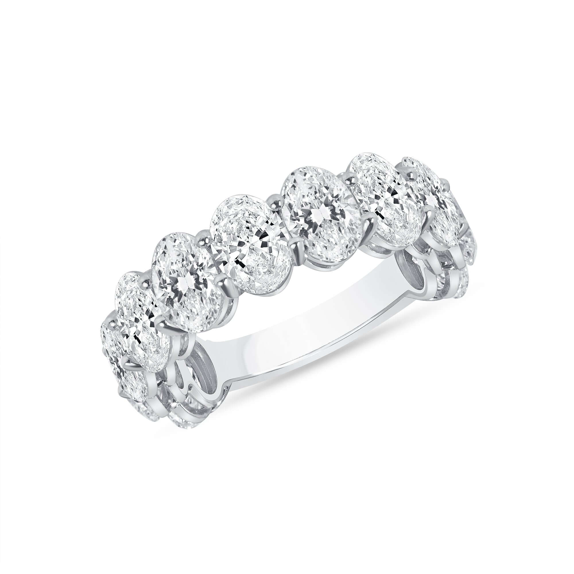 5.52 CT. Oval Cut Diamond Half Eternity Band in Platinum - Half Eternity Ring