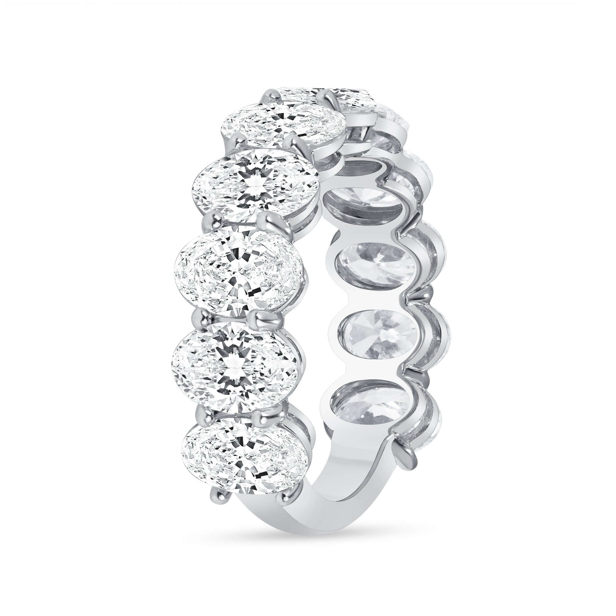 5.52 CT. Oval Cut Diamond Half Eternity Band in Platinum - Half Eternity Ring