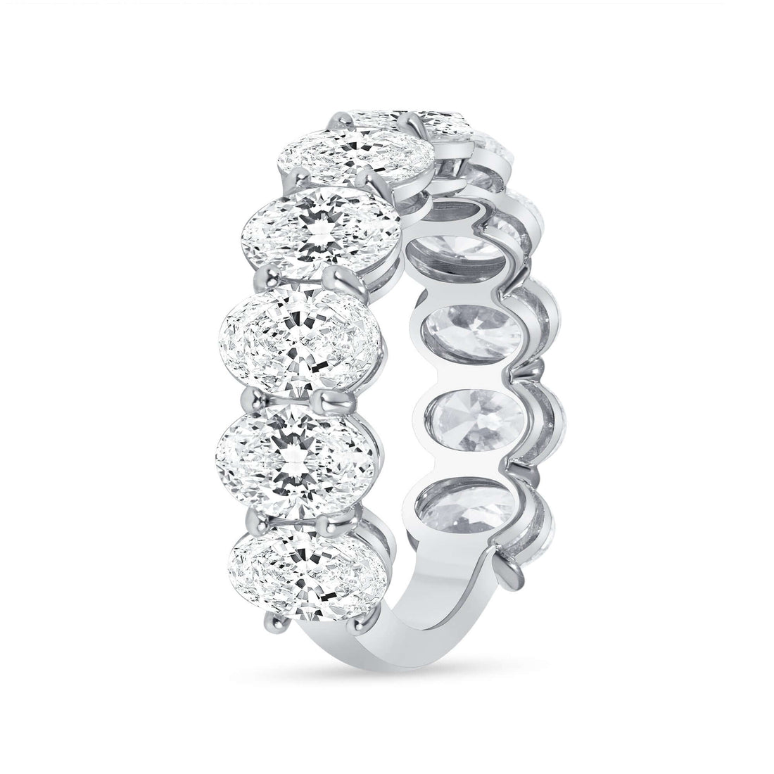 5.52 CT. Oval Cut Diamond Half Eternity Band in Platinum - Half Eternity Ring