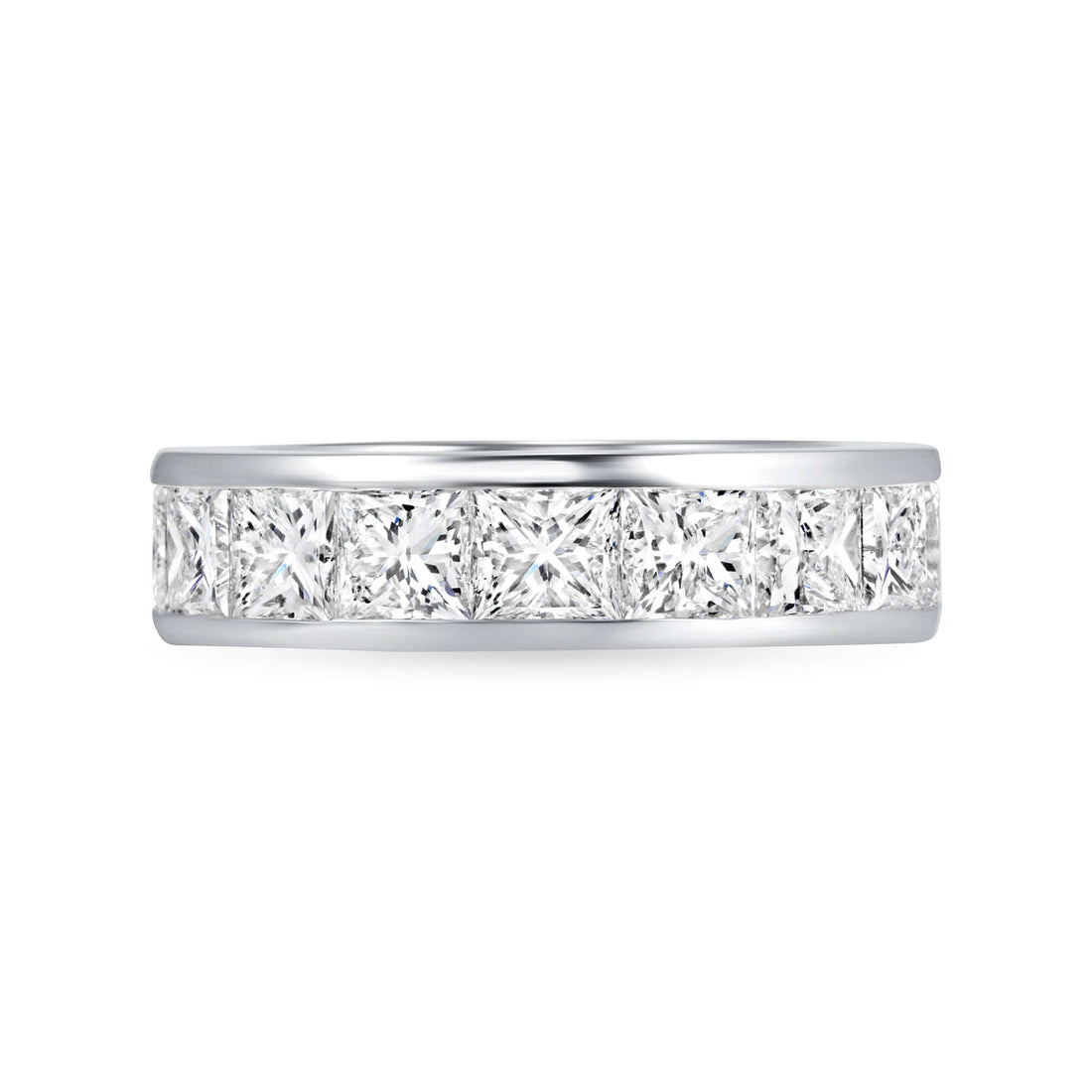 5.38 CT. Channel Set Princess Cut Diamond Eternity Ring in Platinum - Eternity Ring