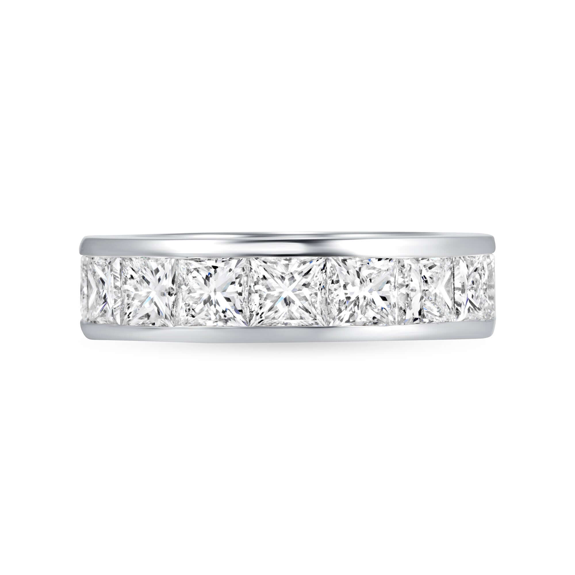 5.38 CT. Channel Set Princess Cut Diamond Eternity Ring in Platinum - Eternity Ring