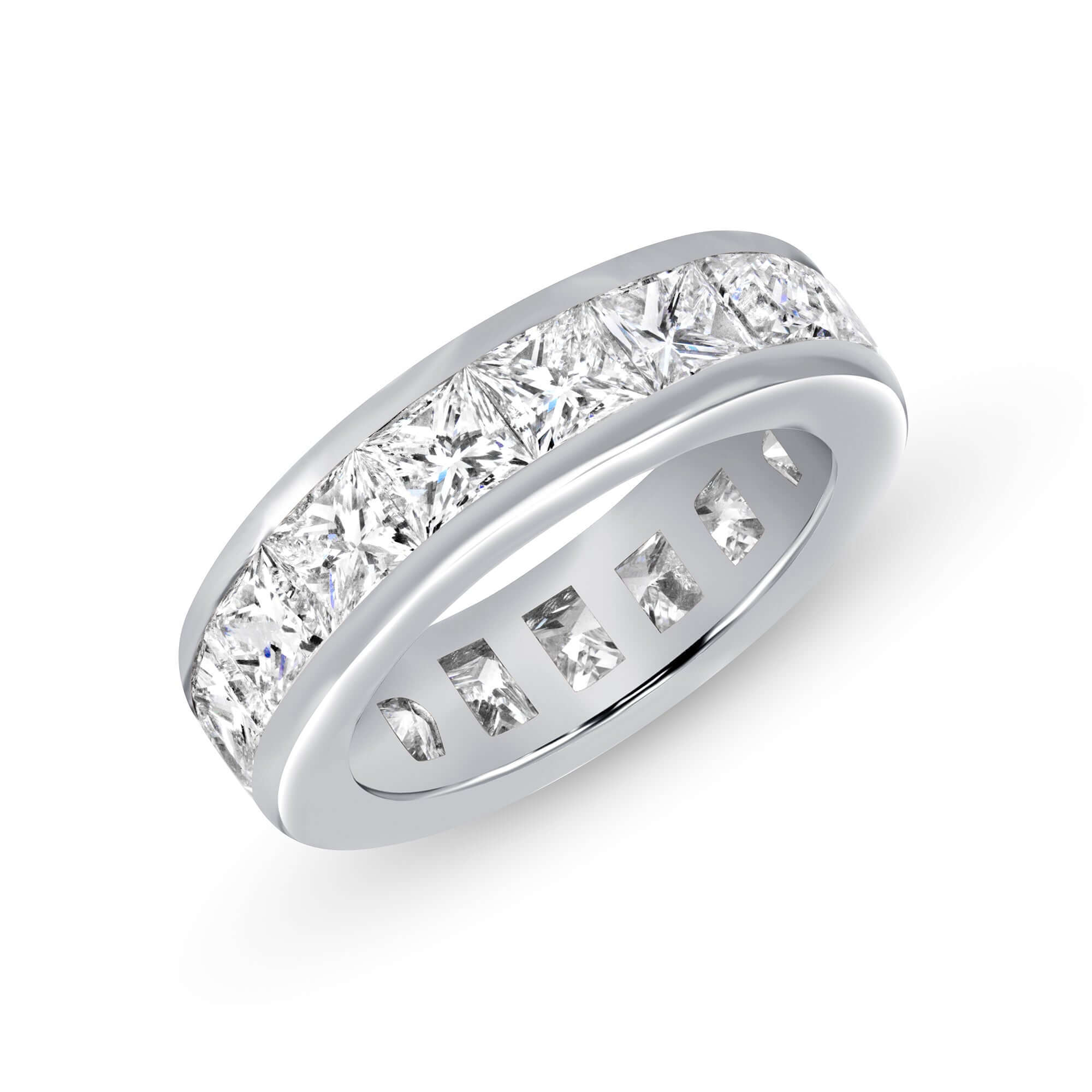 5.38 CT. Channel Set Princess Cut Diamond Eternity Ring in Platinum - Eternity Ring