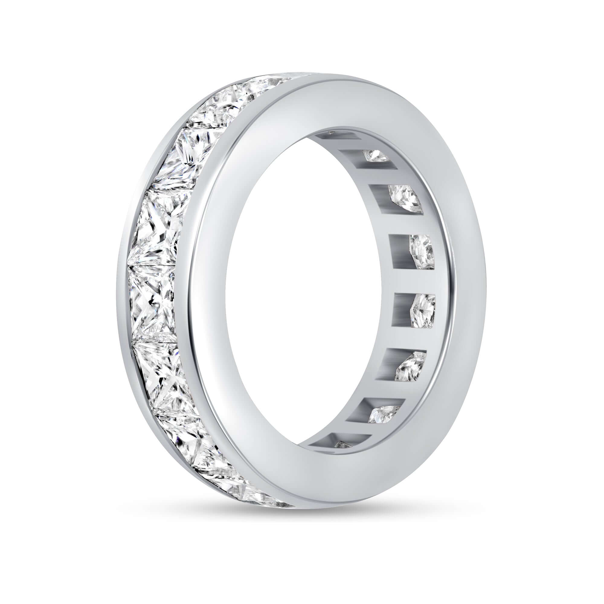 5.38 CT. Channel Set Princess Cut Diamond Eternity Ring in Platinum - Eternity Ring