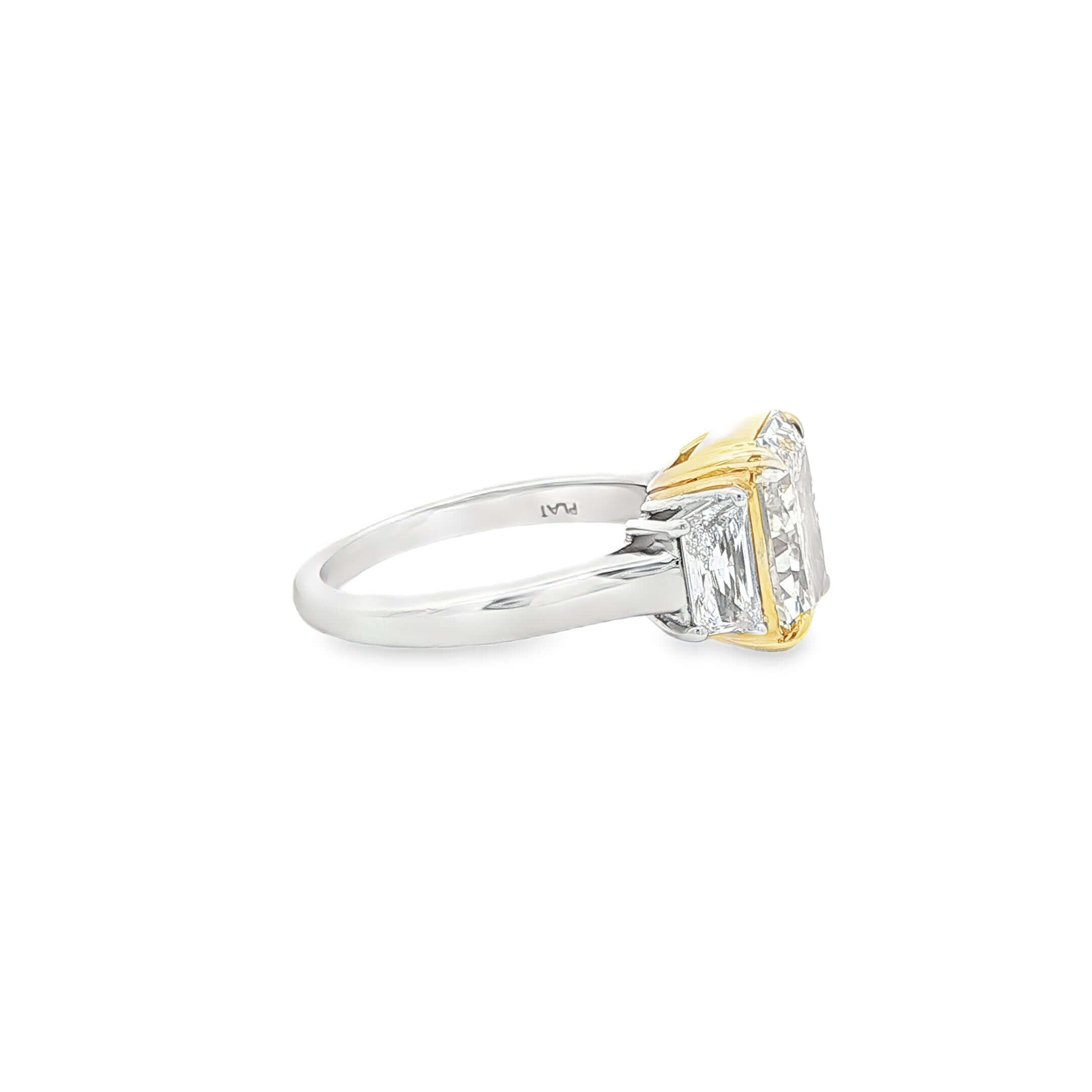 4.93ct. Three Stone Ring in 18KY Gold and Platinum - Engagement Rings