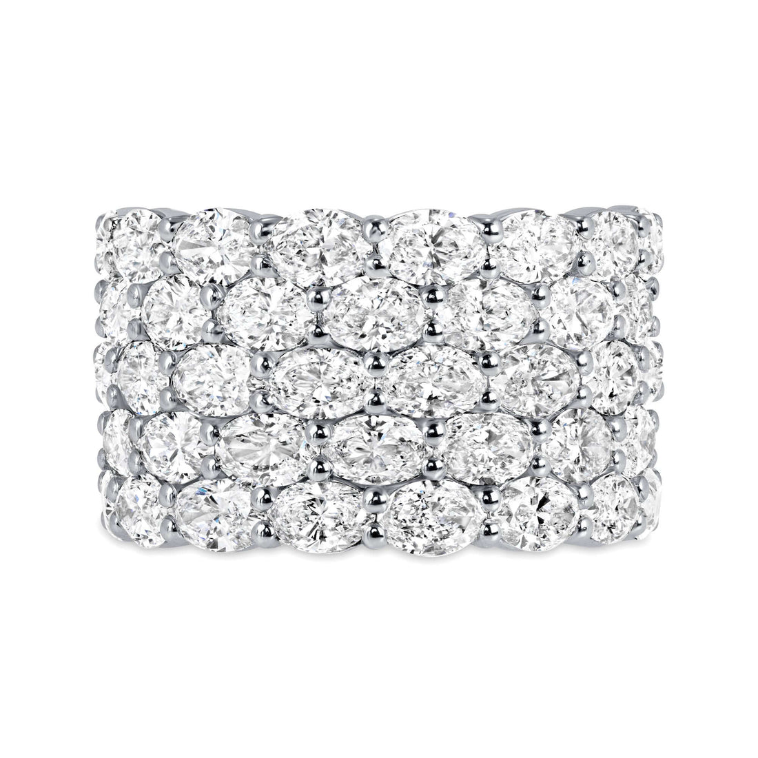 4.48 CT. Oval Cut Diamond Five Row Ring in Platinum - Fashion Ring