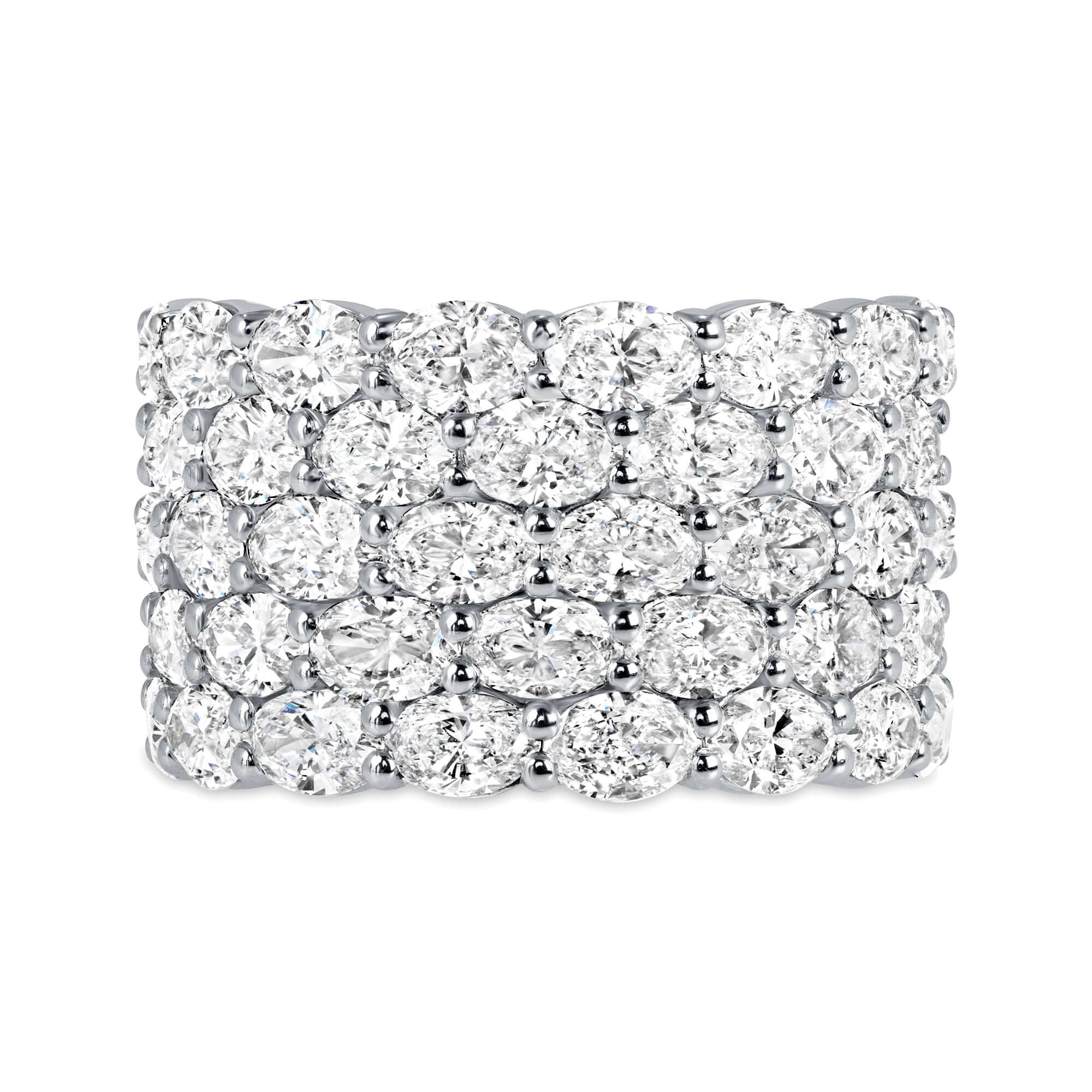 4.48 CT. Oval Cut Diamond Five Row Ring in Platinum - Fashion Ring